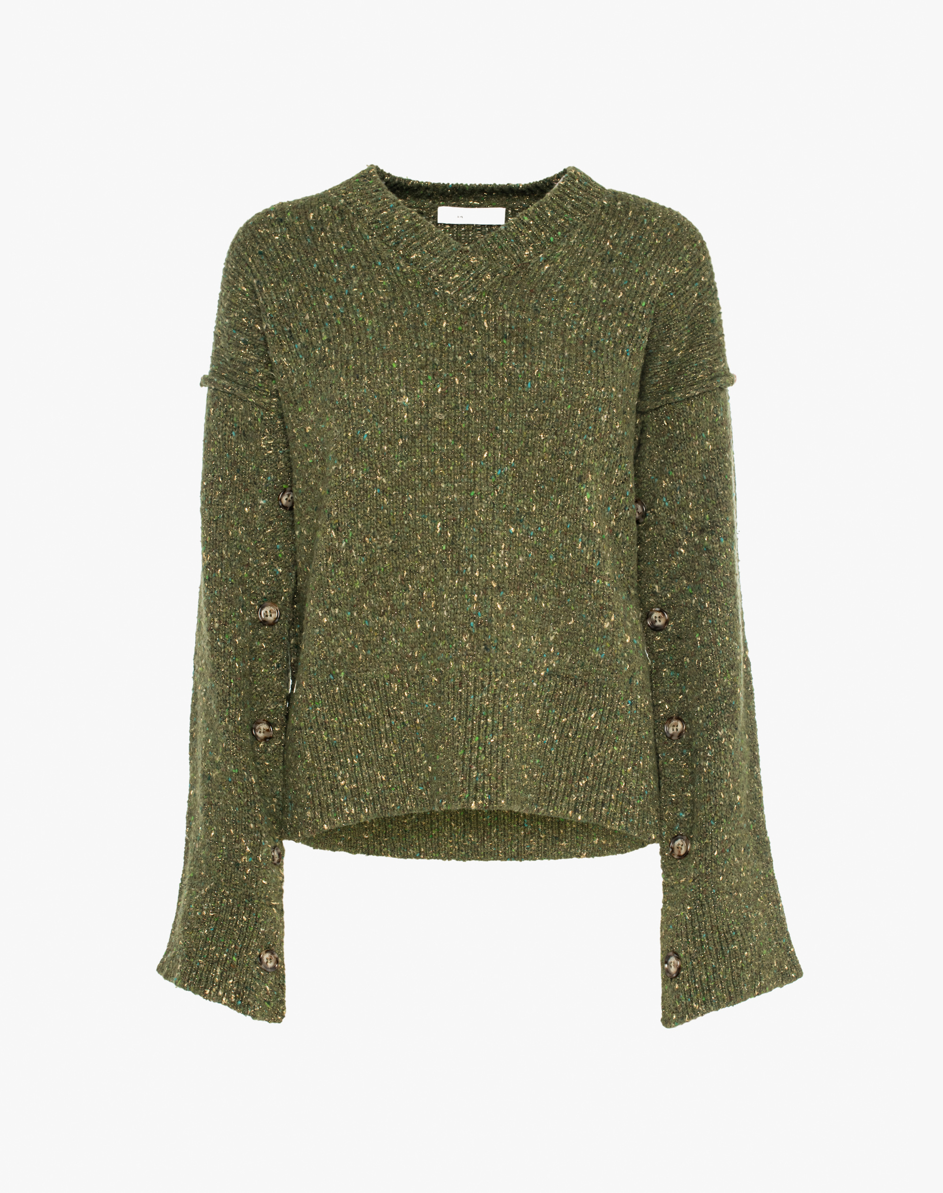 V-Neck Sweater - MILITARY GREEN - Manila Grace | Official Website