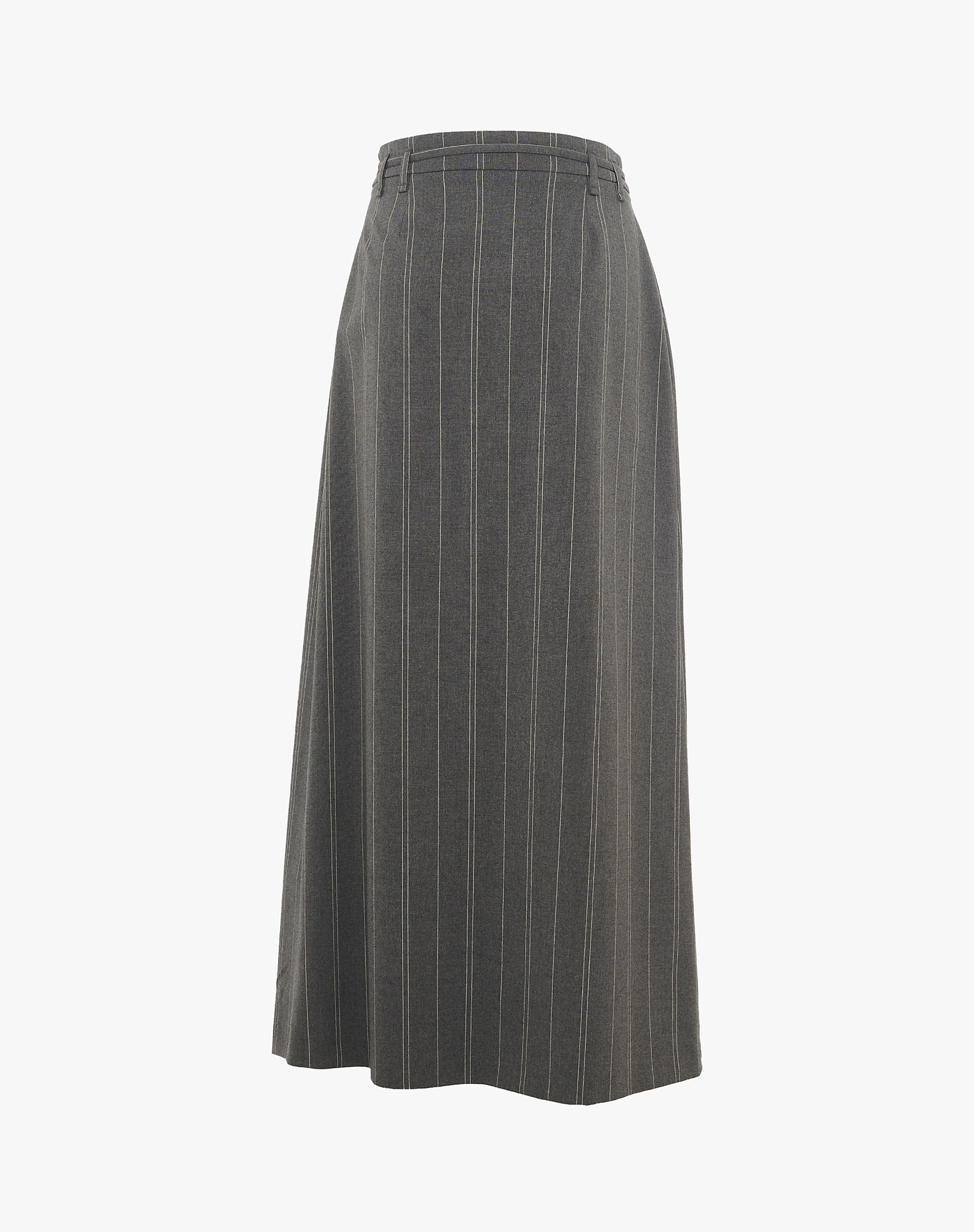 Striped Pleated Midi Skirt With Mg Logo Belt - SKIRTS - Manila Grace | Official Website