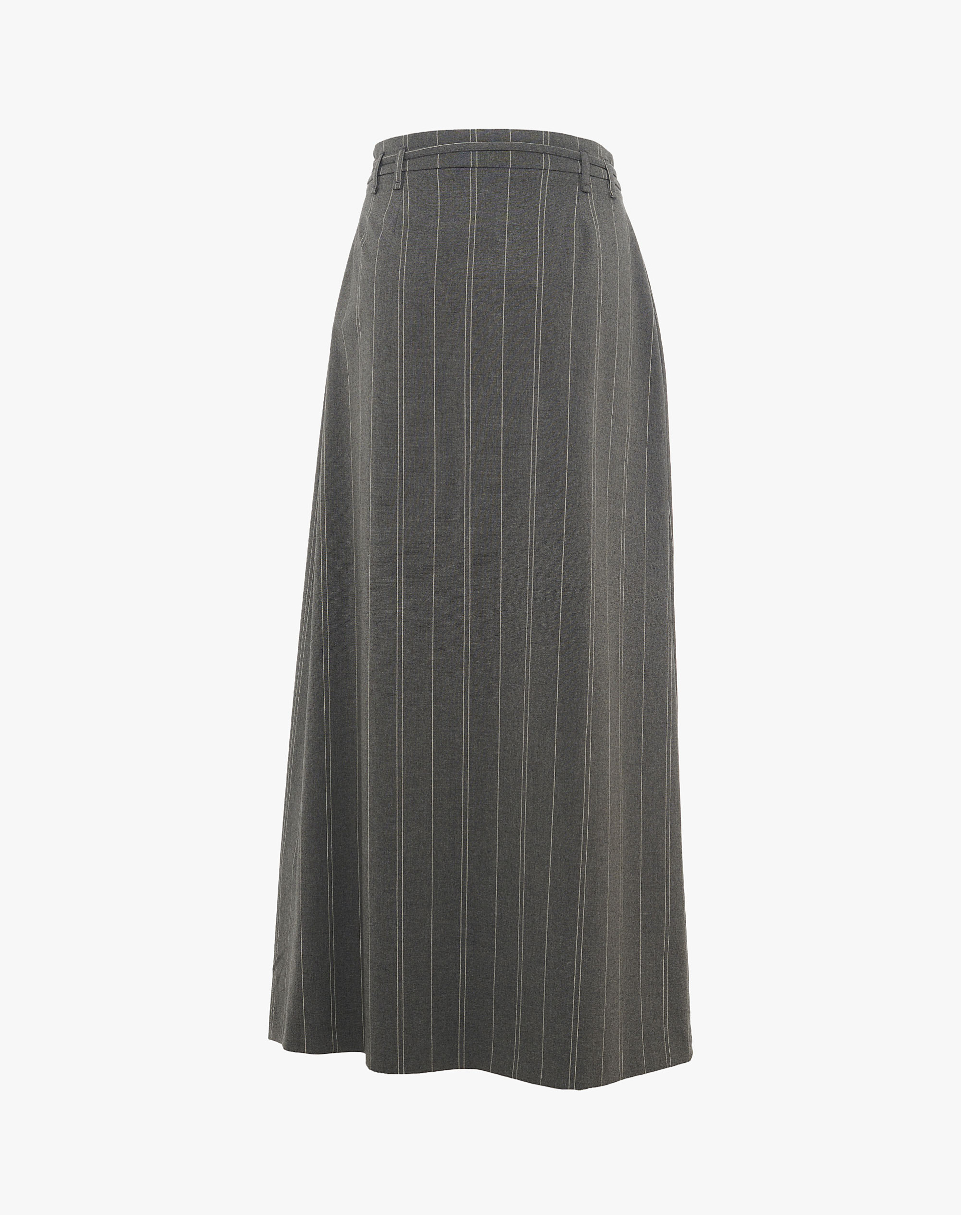 Striped Pleated Midi Skirt With Mg Logo Belt - MA642 - Manila Grace | Official Website