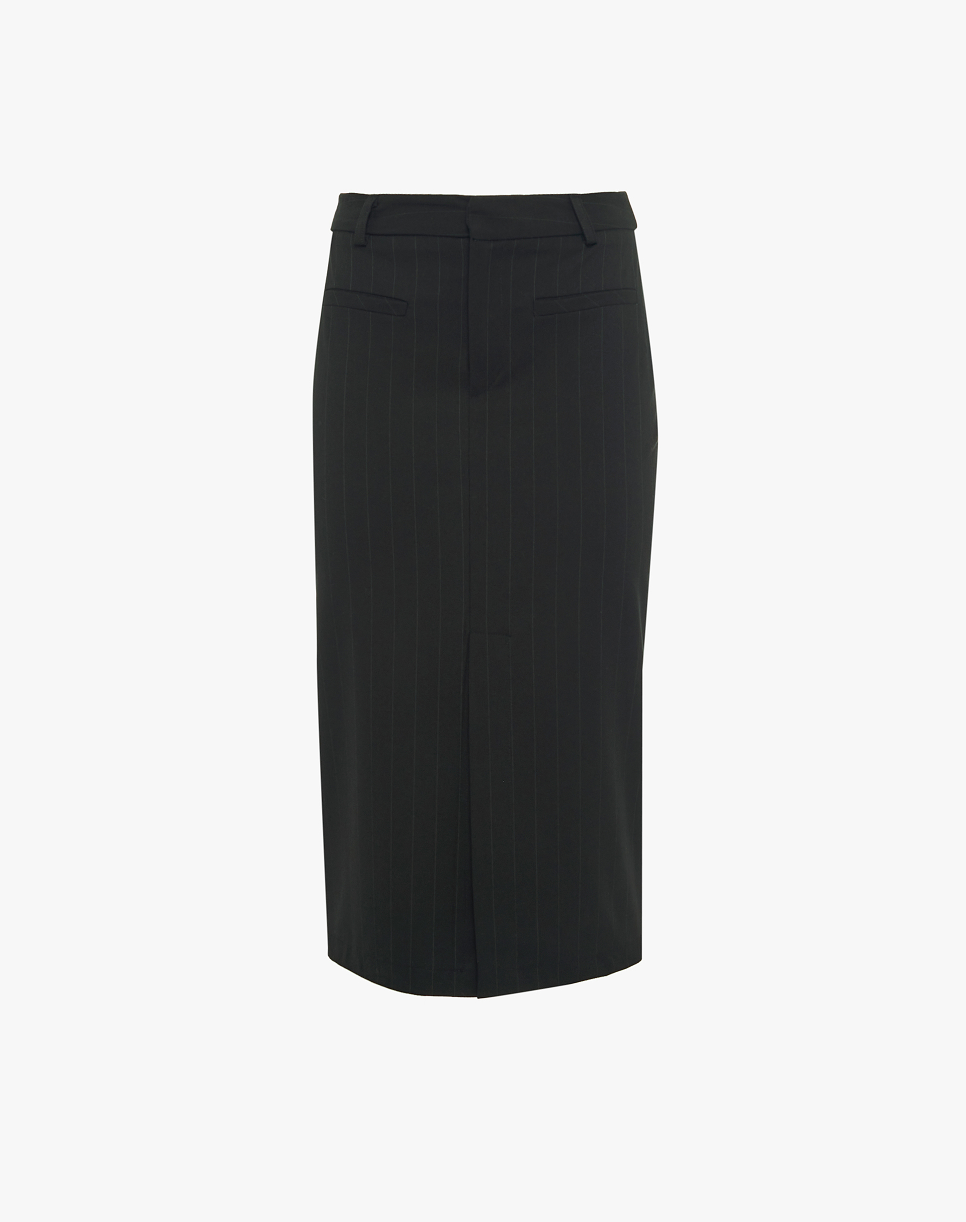 Striped Pleated Midi Skirt With Mg Logo Belt - SKIRTS - Manila Grace | Official Website