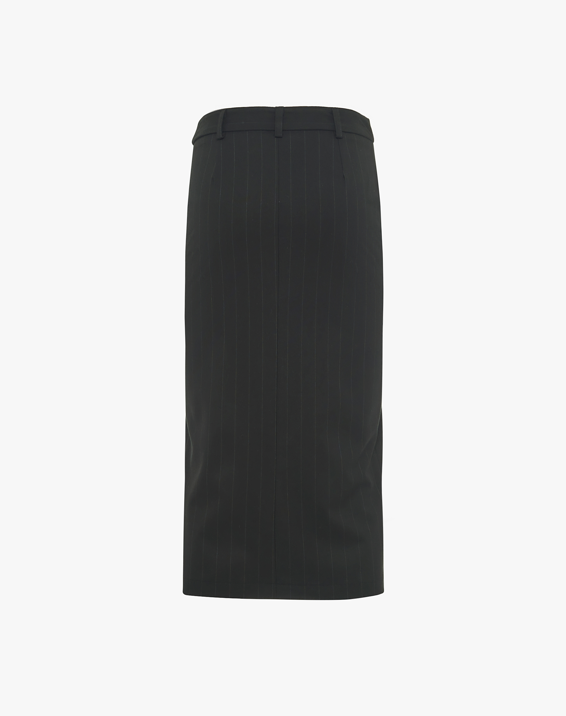Striped Pleated Midi Skirt With Mg Logo Belt - SKIRTS - Manila Grace | Official Website