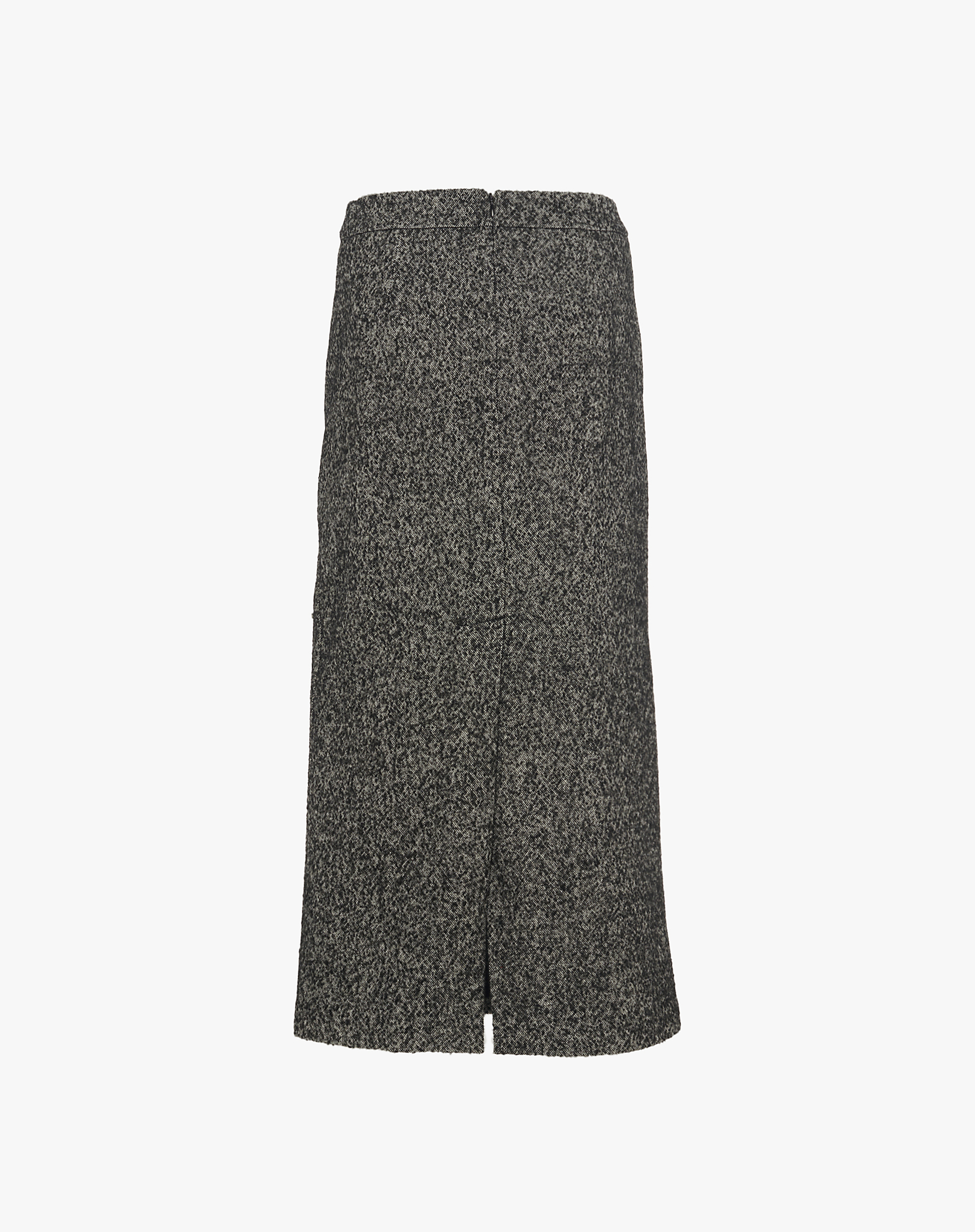Tweed Pencil Skirt With Rhinestone Appliques - BLACK - Manila Grace | Official Website