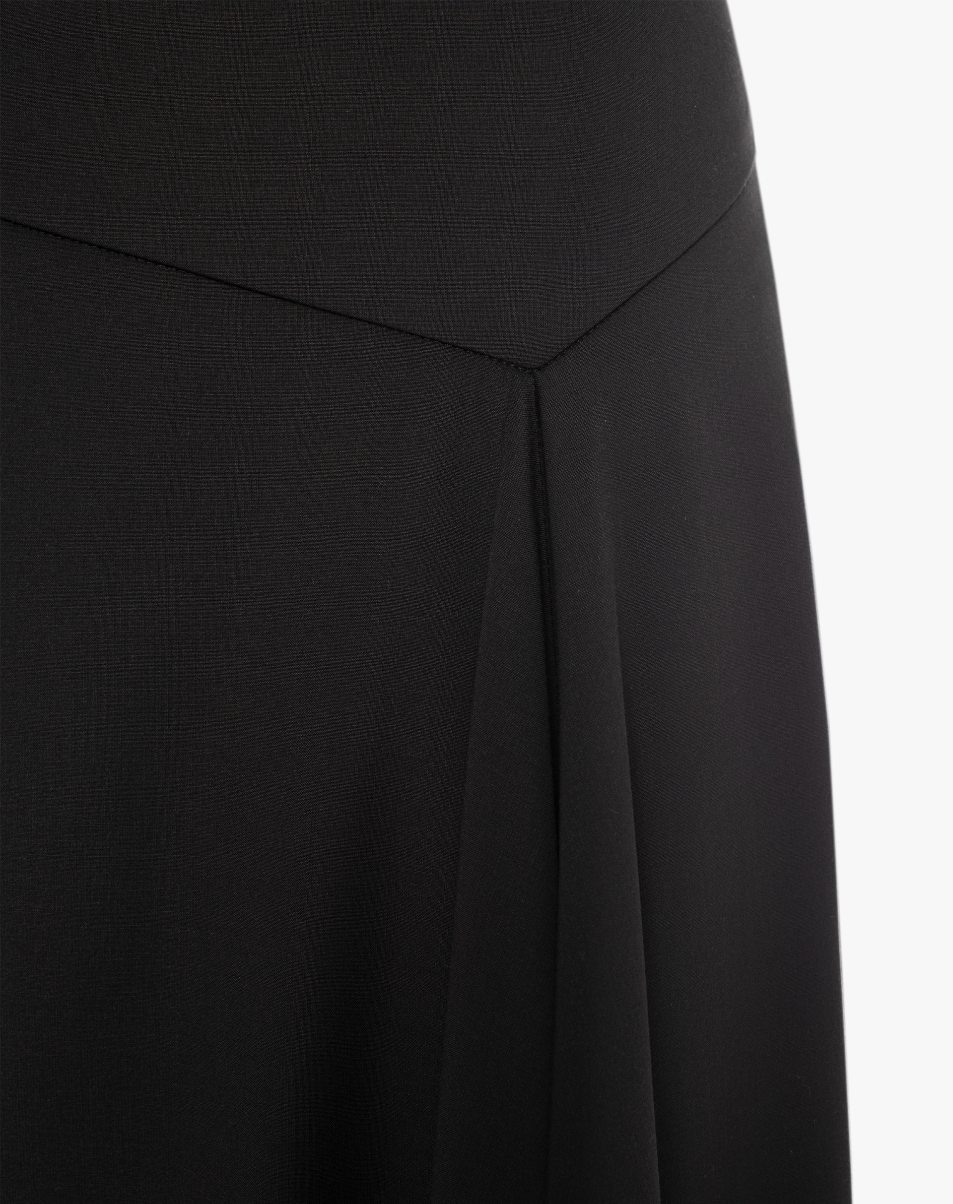 Asymmetrical Skirt In Cool Wool - BLACK - Manila Grace | Official Website