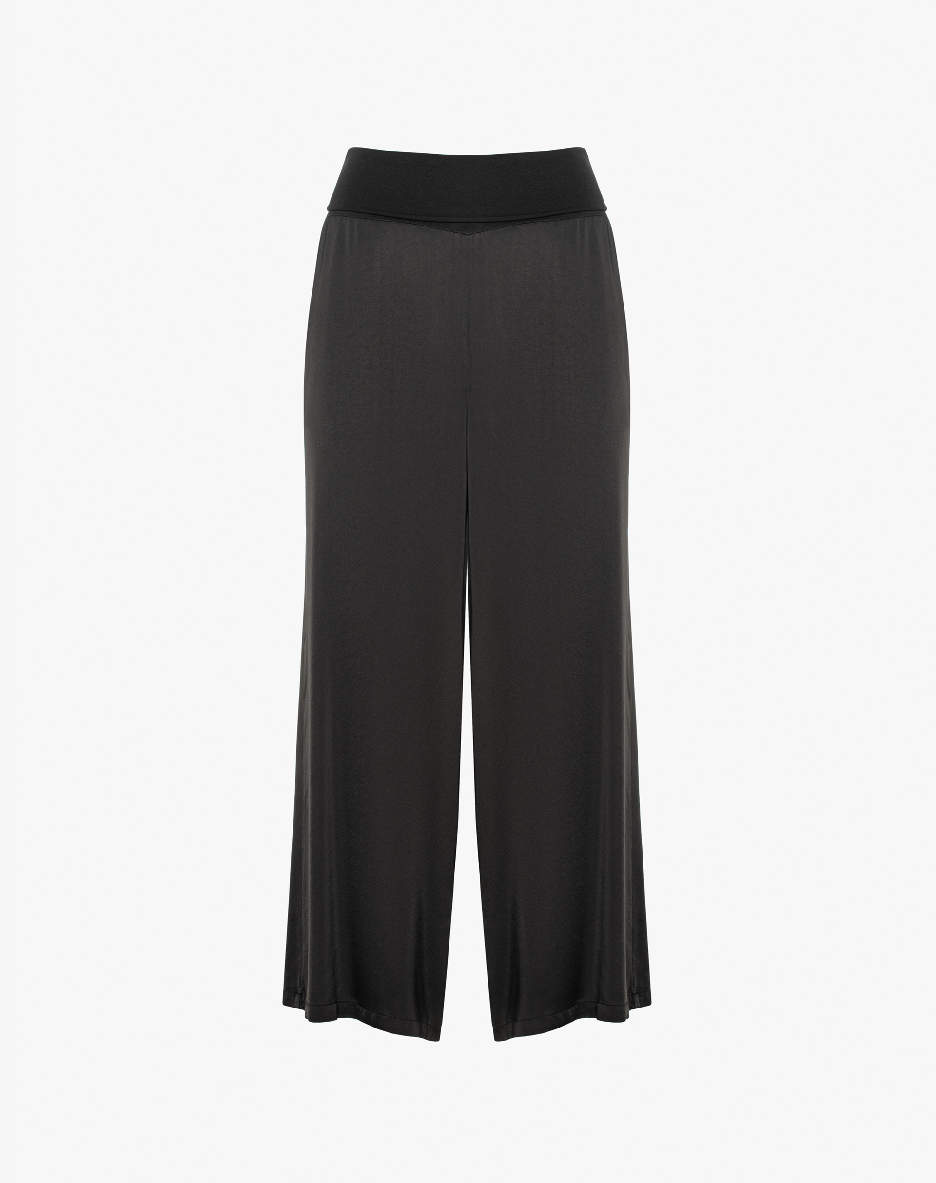 Palazzo Trousers In Flowing Fabric With Waistband - BLACK - Manila Grace | Official Website