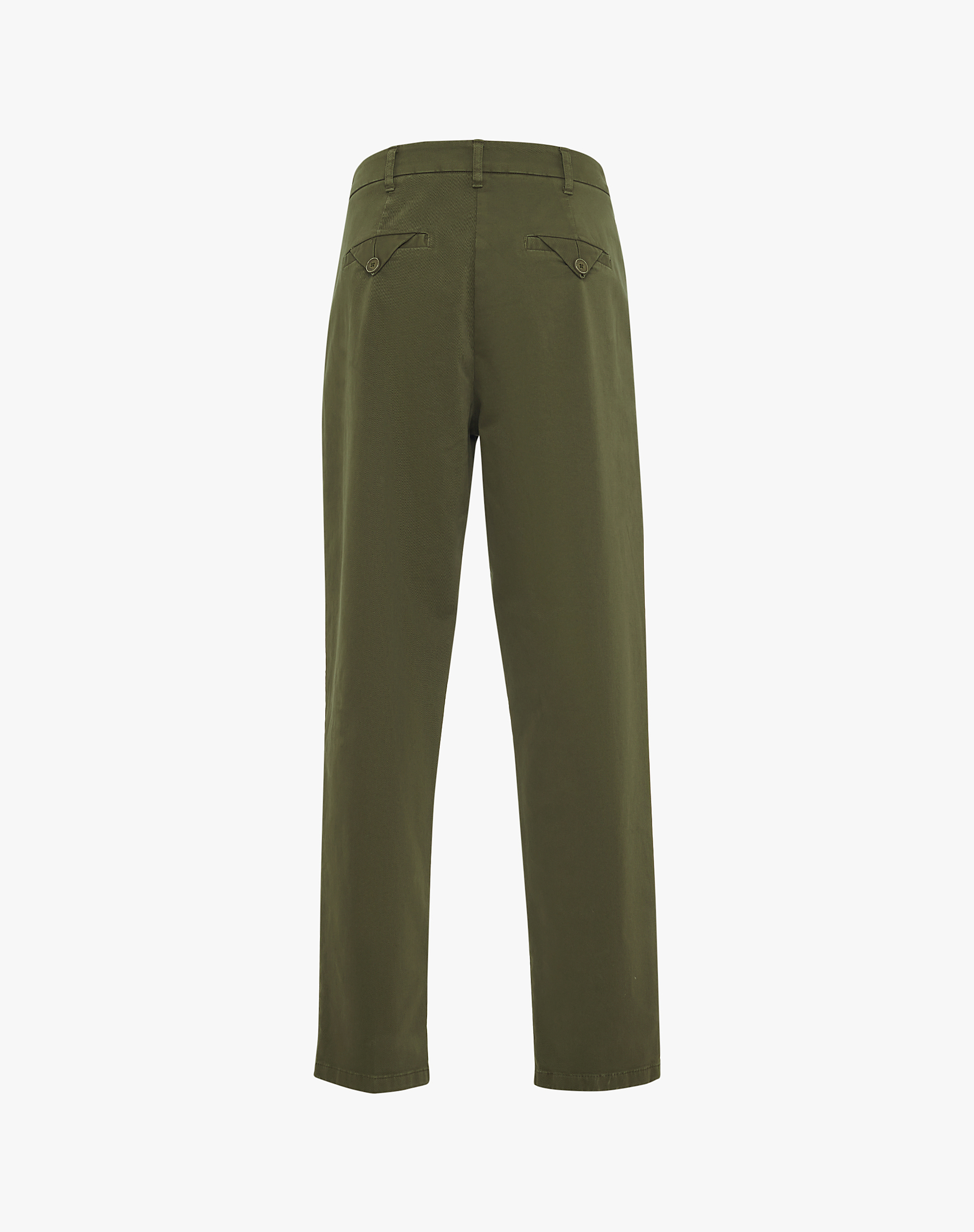 Straight Trousers With Pleats In Flowing Fabric - MILITARY GREEN - Manila Grace | Official Website