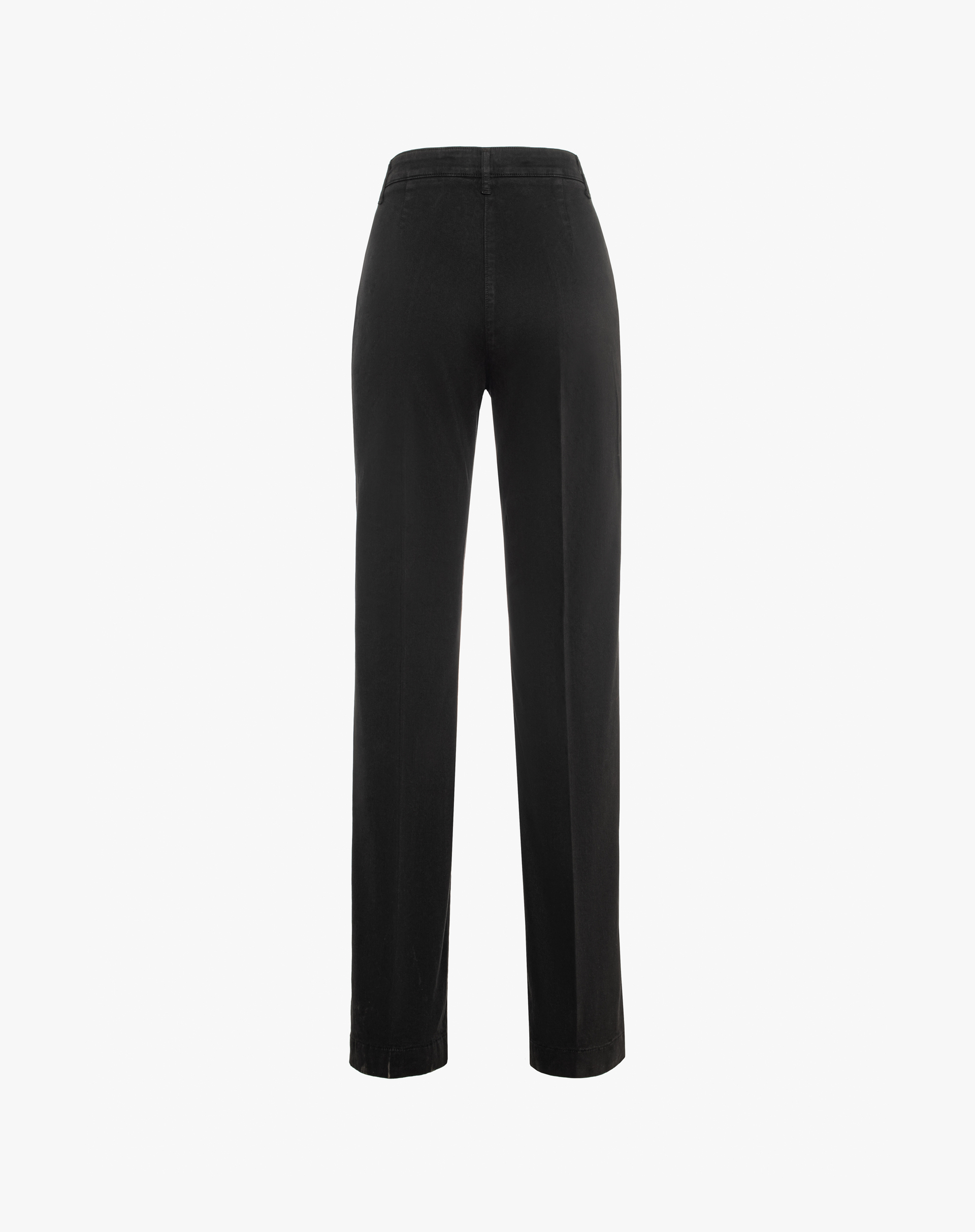 Straight Cotton Trousers With Wide Belt Loops - BLACK - Manila Grace | Official Website