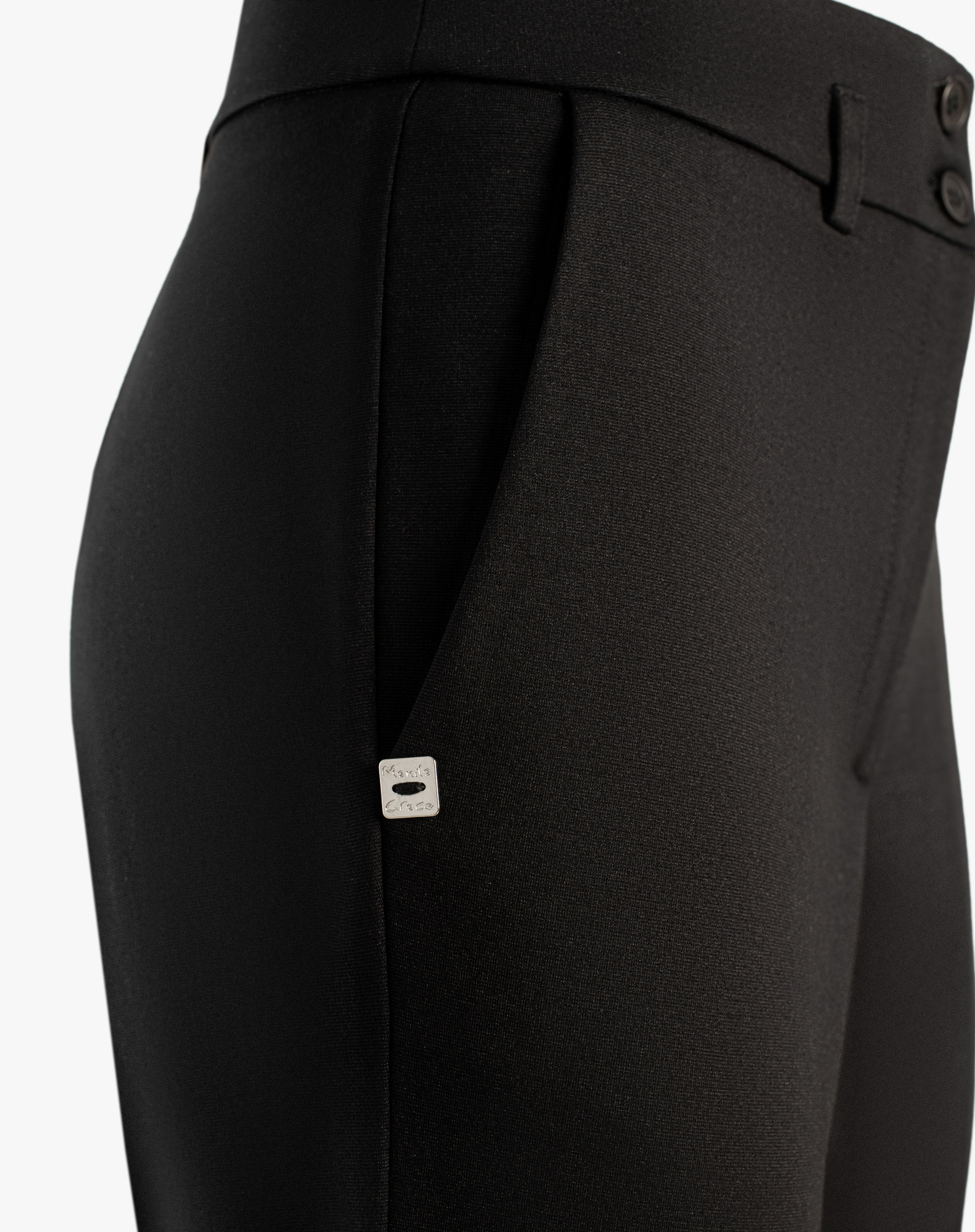 Palazzo Trousers With Mg Belt - BLACK - Manila Grace | Official Website
