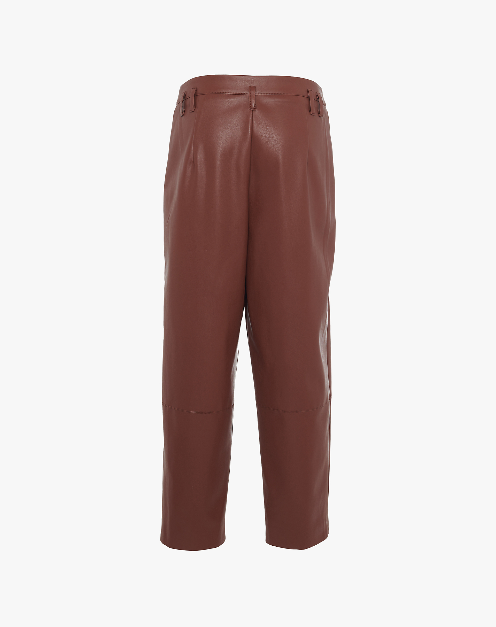 Wide-Leg Faux Leather Trousers With Pleats - MA646 - Manila Grace | Official Website