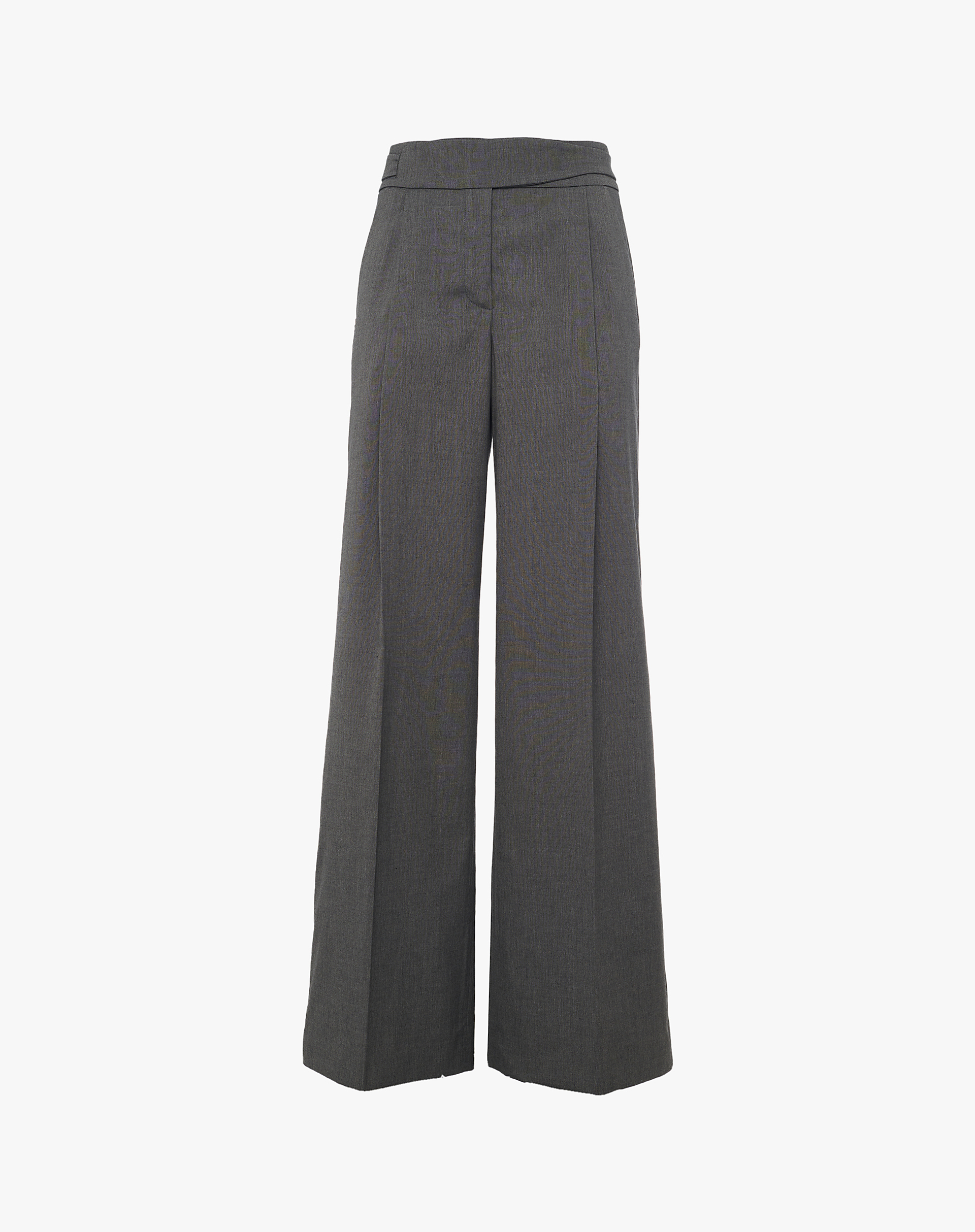 Pantalone A Palazzo In Tessuto Gessato - ASFALTO - Manila Grace