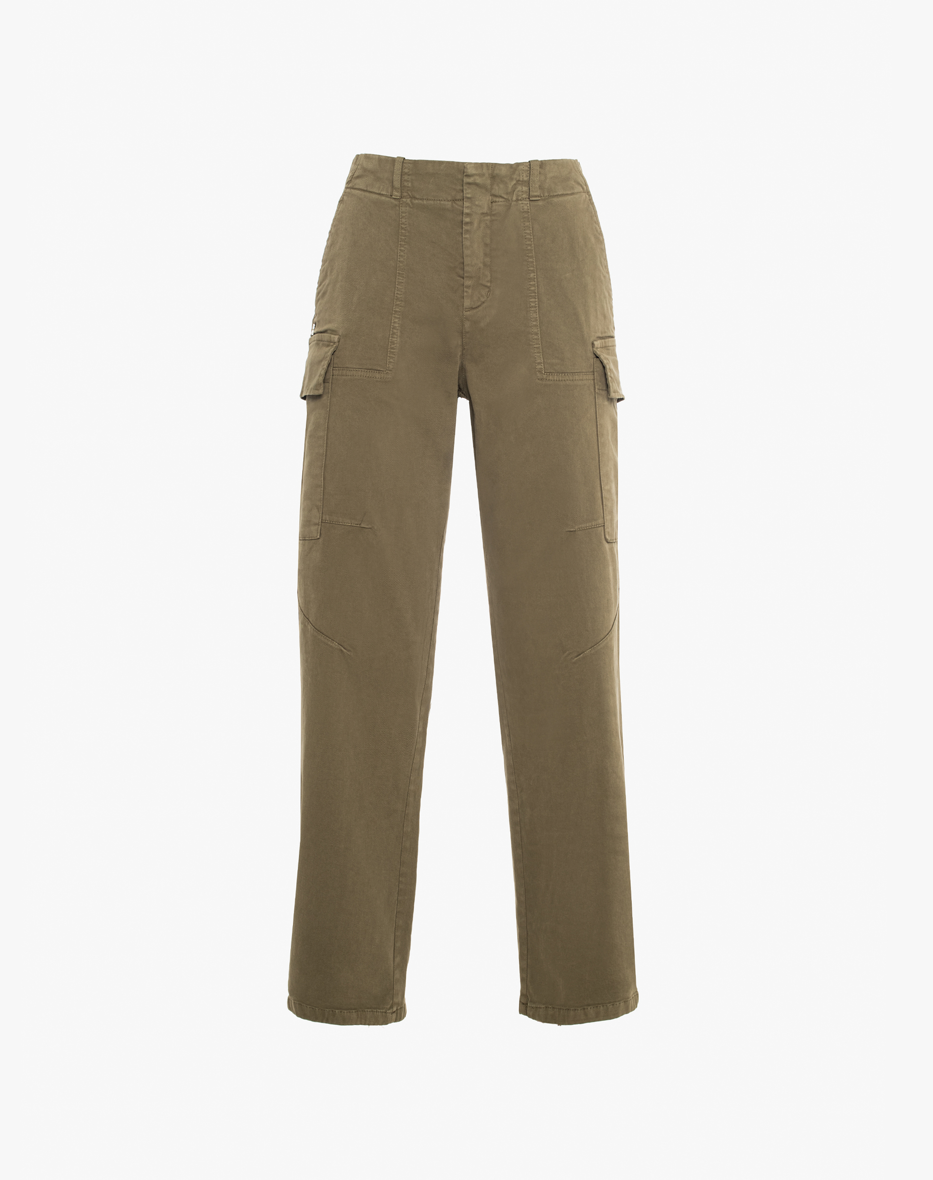 Garment-Dyed Cotton Cargo Trousers - MILITARY GREEN - Manila Grace | Official Website