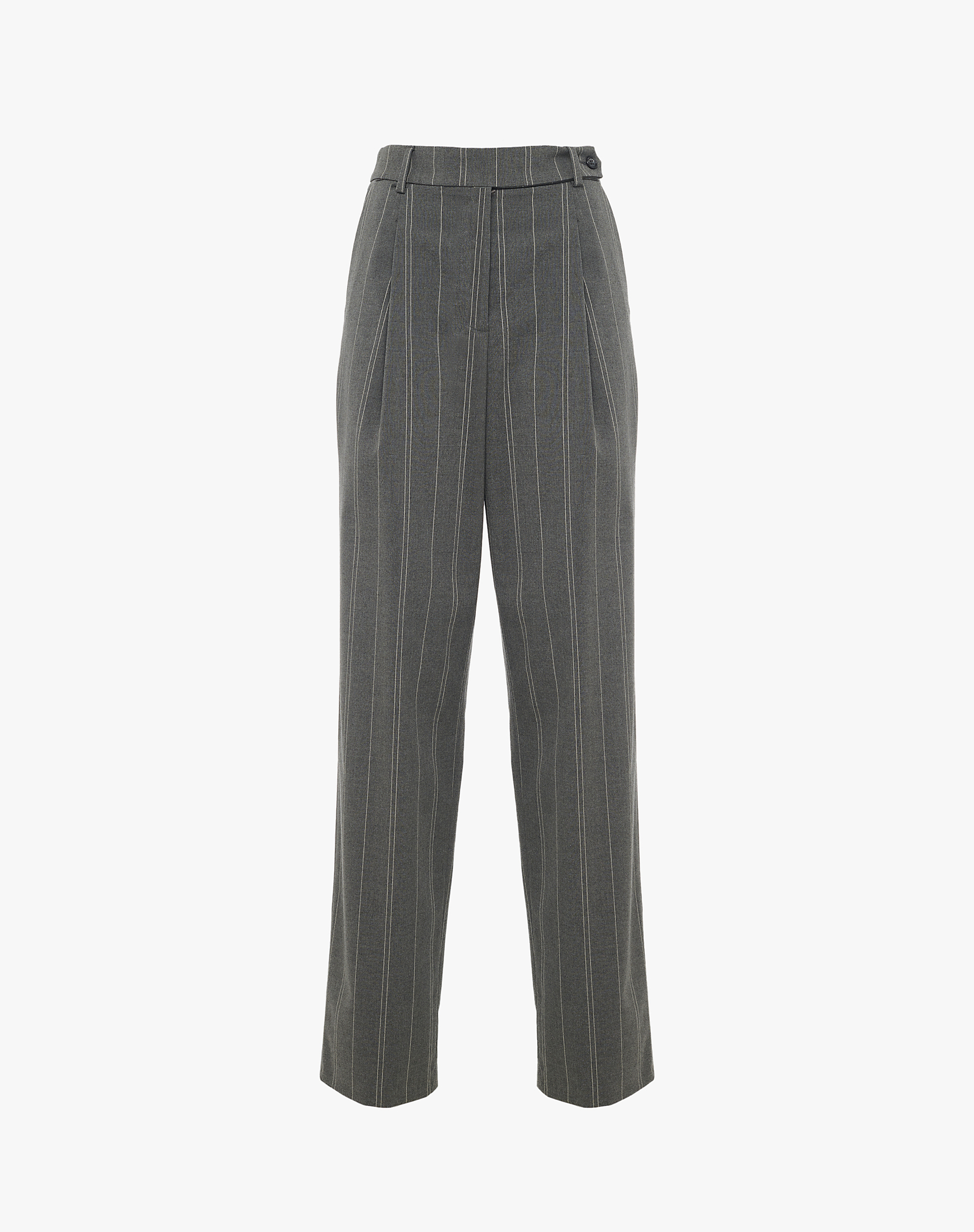 Striped Trousers With Pleats And Waist Detail - MA642 - Manila Grace | Official Website