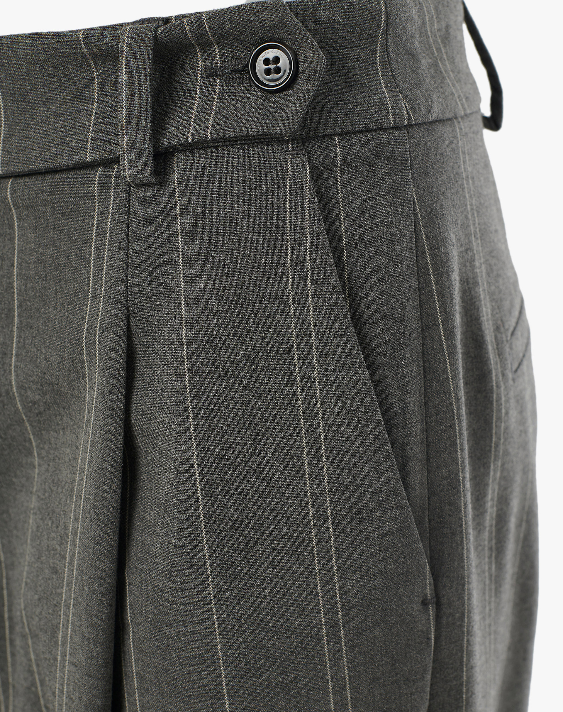 Striped Trousers With Pleats And Waist Detail - MA642 - Manila Grace | Official Website