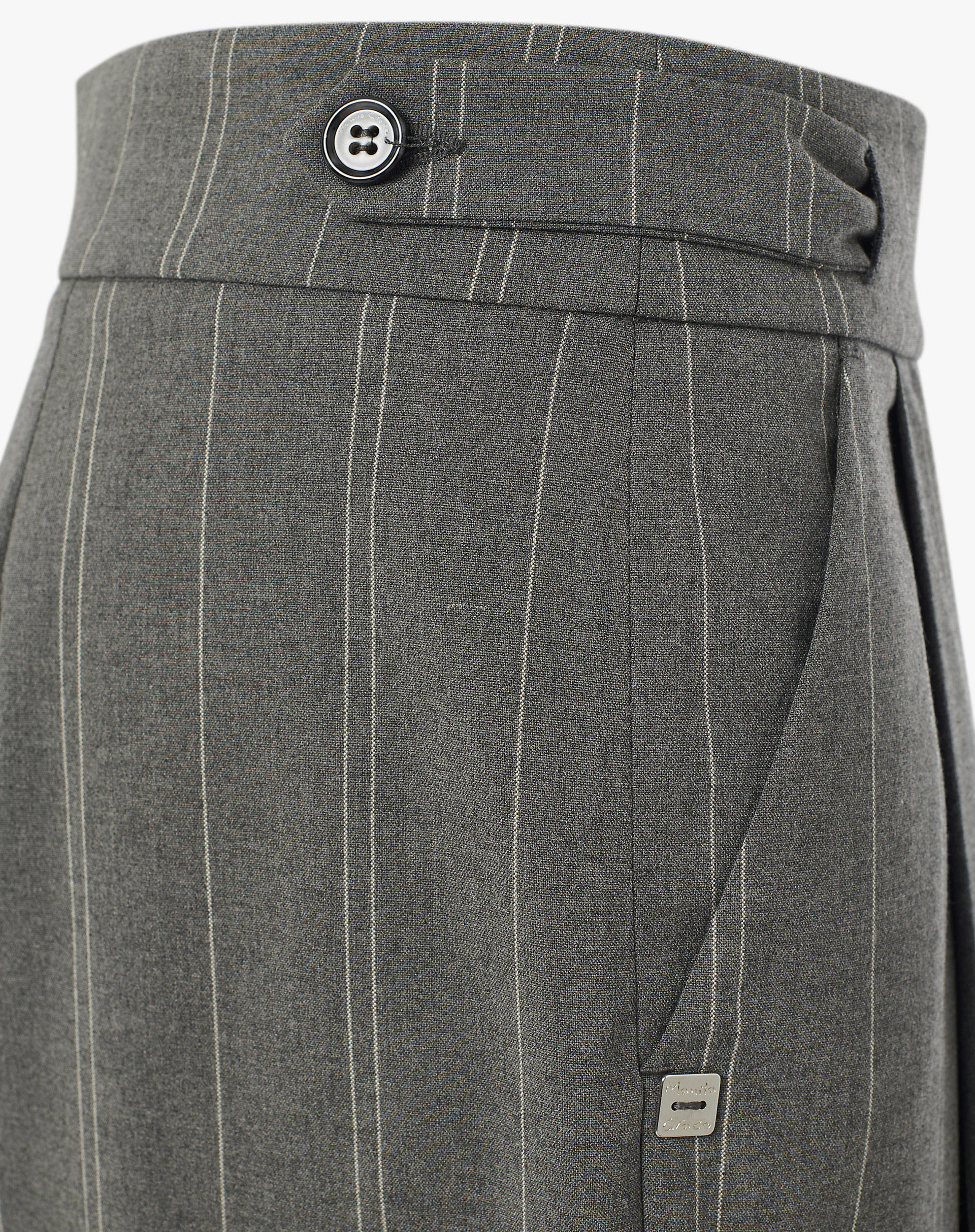 Wide-Leg Striped Trousers With A Shaped Waist - MA642 - Manila Grace | Official Website