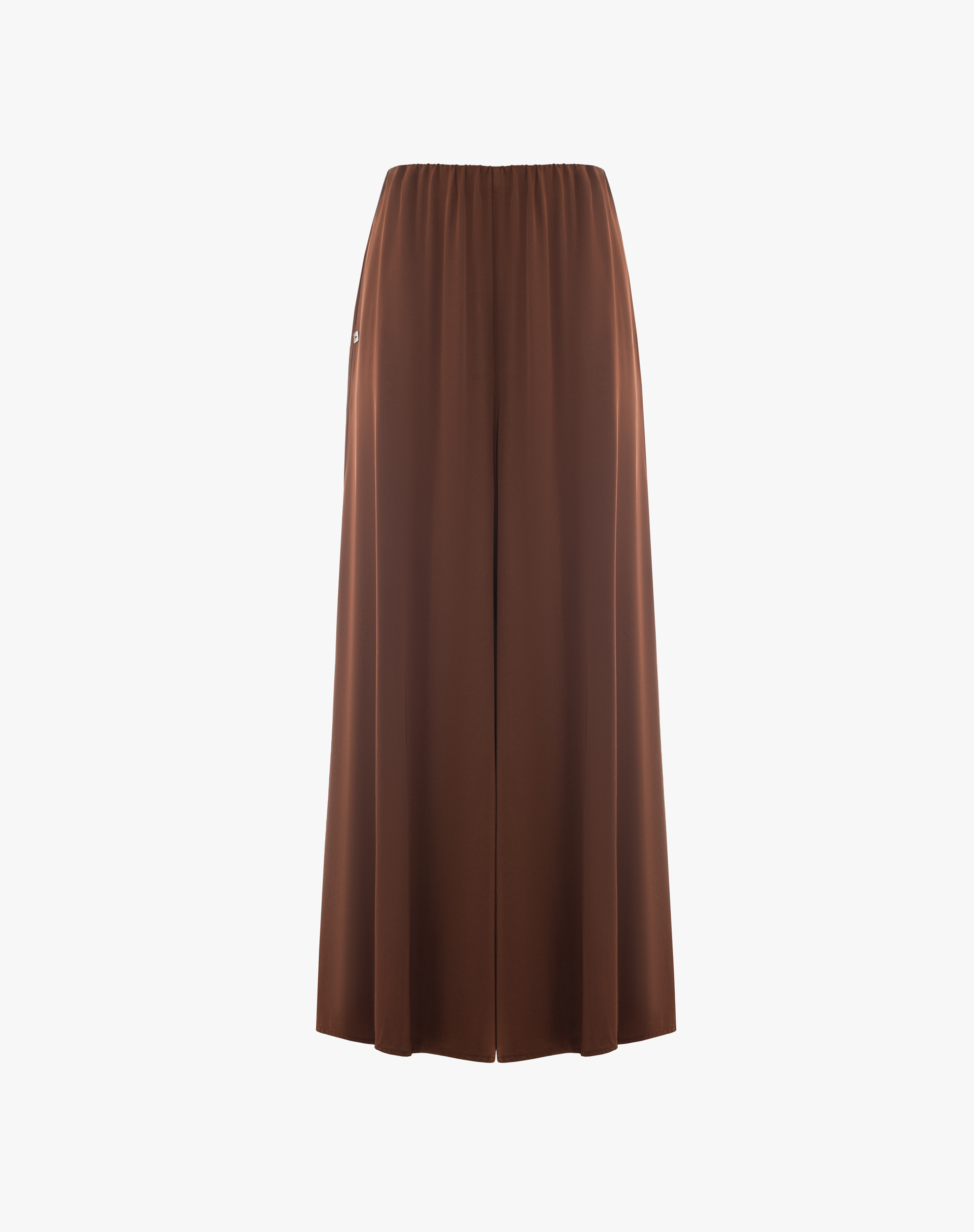 Wide-Leg Trousers In Flowing Jersey With Elasticated Waist - COGNAC - Manila Grace | Official Website