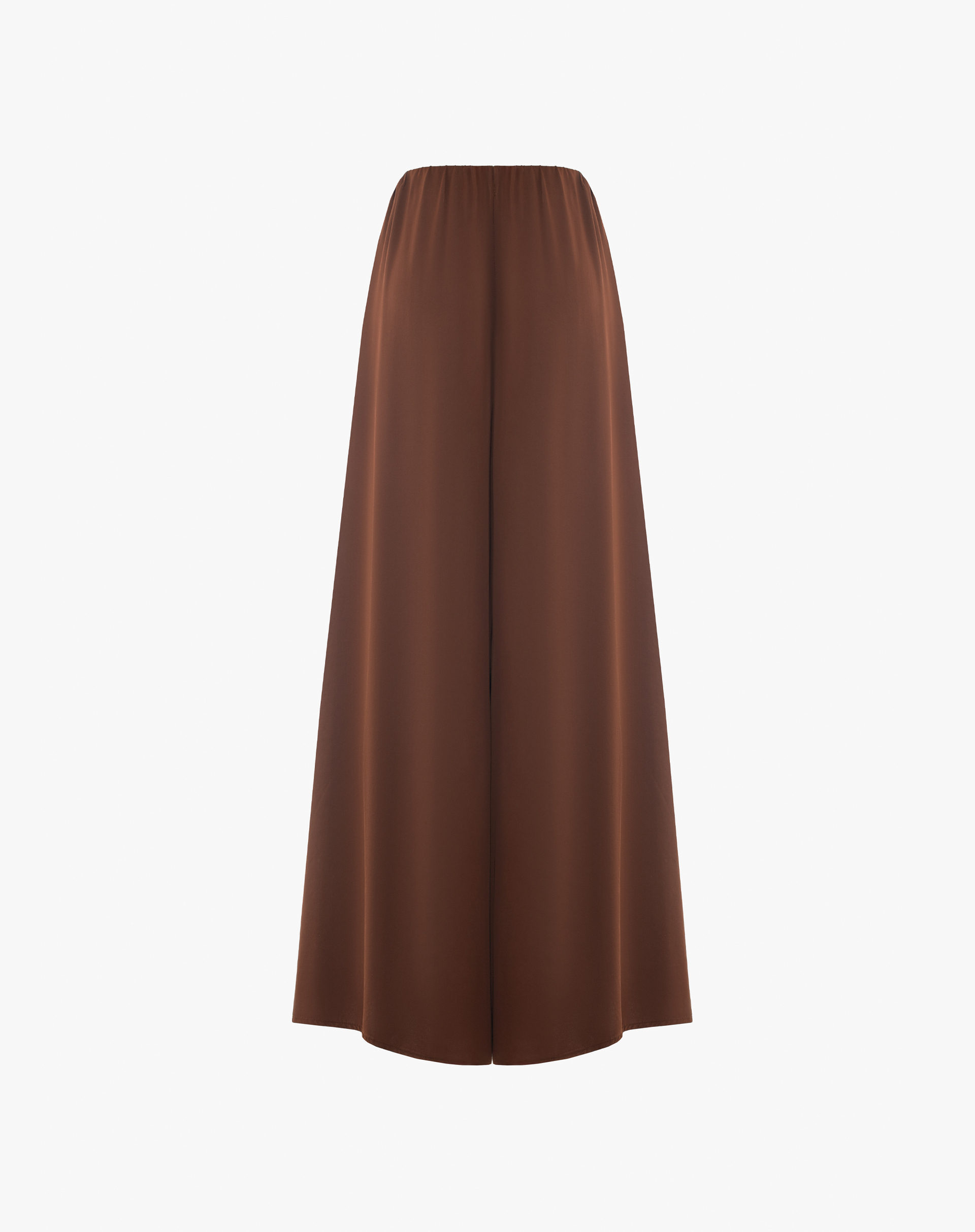 Wide-Leg Trousers In Flowing Jersey With Elasticated Waist - COGNAC - Manila Grace | Official Website