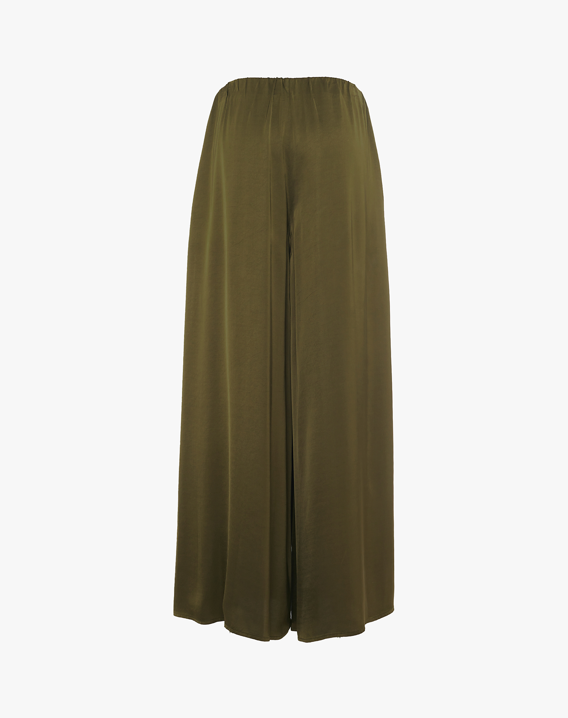 Wide-Leg Trousers In Flowing Jersey With Elasticated Waist - MILITARY GREEN - Manila Grace | Official Website