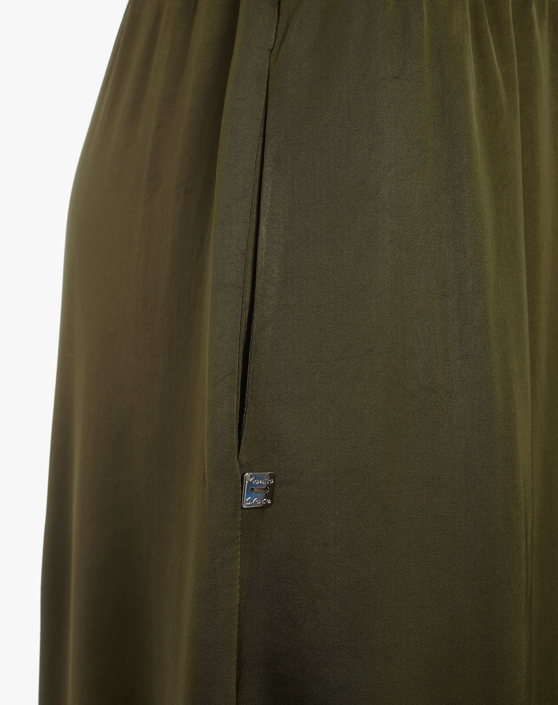 Wide-Leg Trousers In Flowing Jersey With Elasticated Waist - MILITARY GREEN - Manila Grace | Official Website