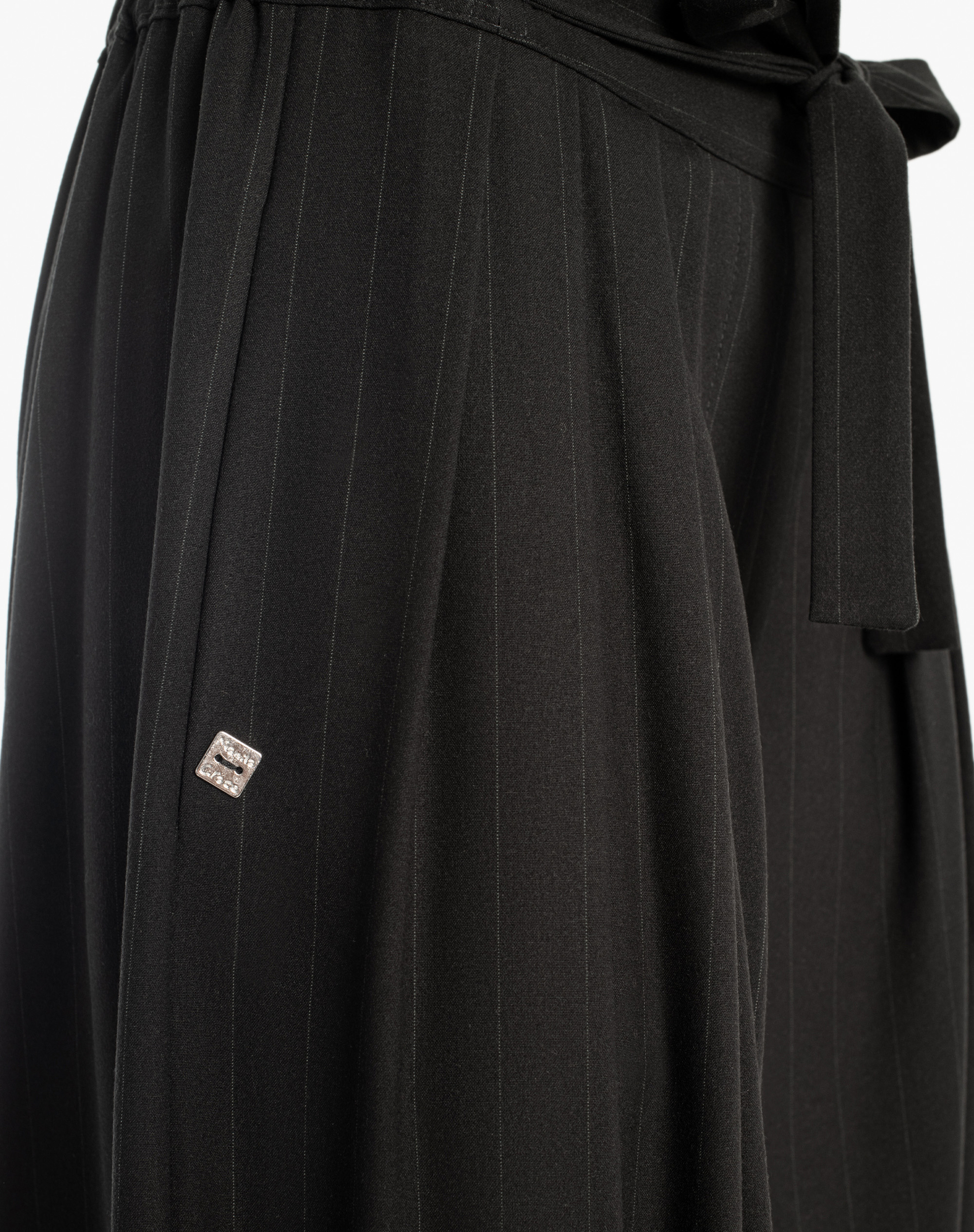 High-Waisted Culotte Trousers With Pleats And Matching Belt - BLACK - Manila Grace | Official Website