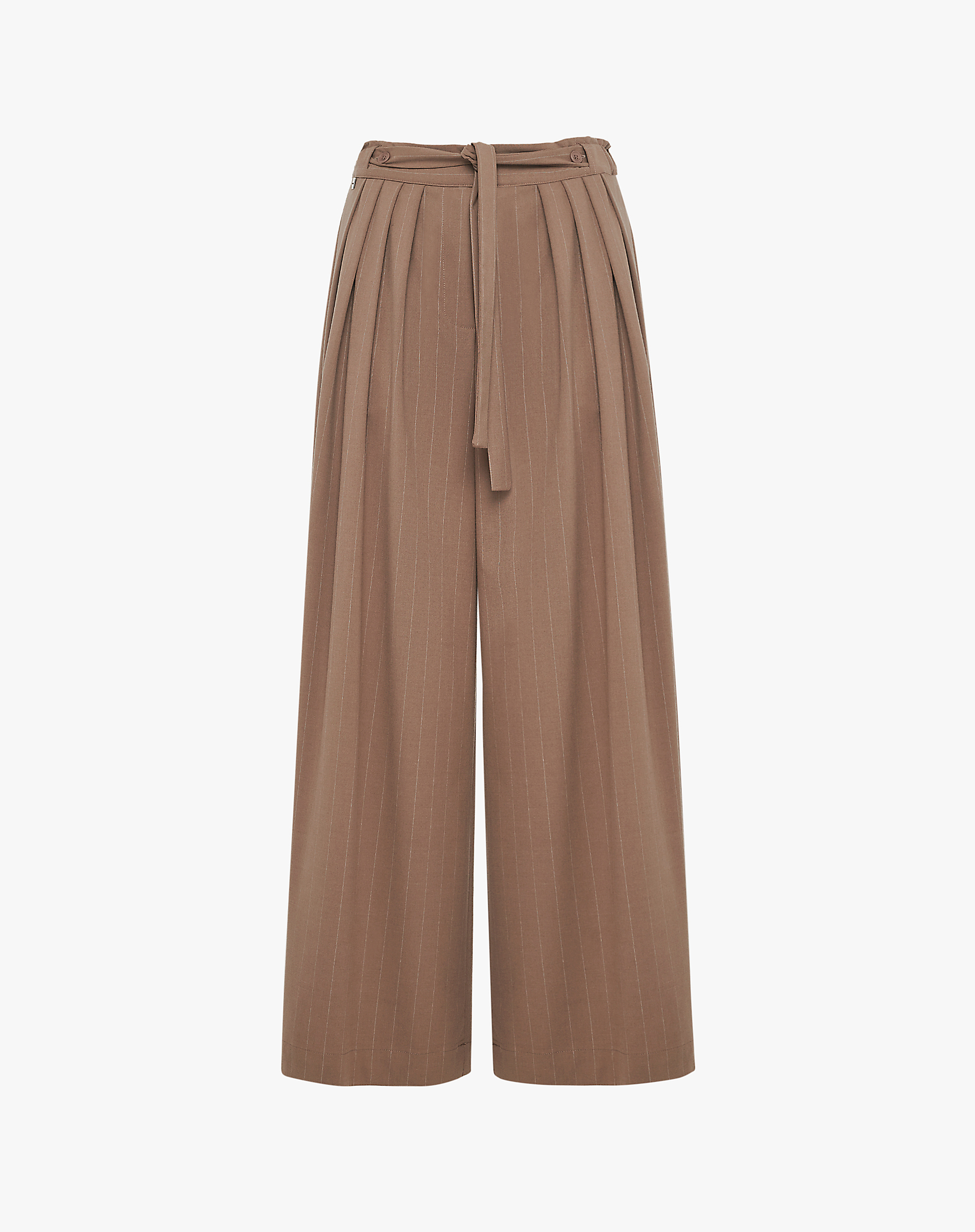 High-Waisted Culotte Trousers With Pleats And Matching Belt - MA644 - Manila Grace | Official Website