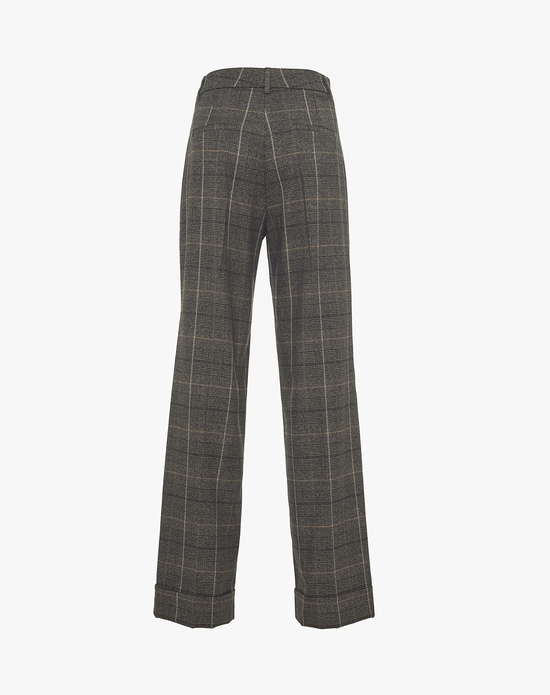 Pantaloni Dritti Con Risvolto E Motivo Check - TROUSERS - Manila Grace