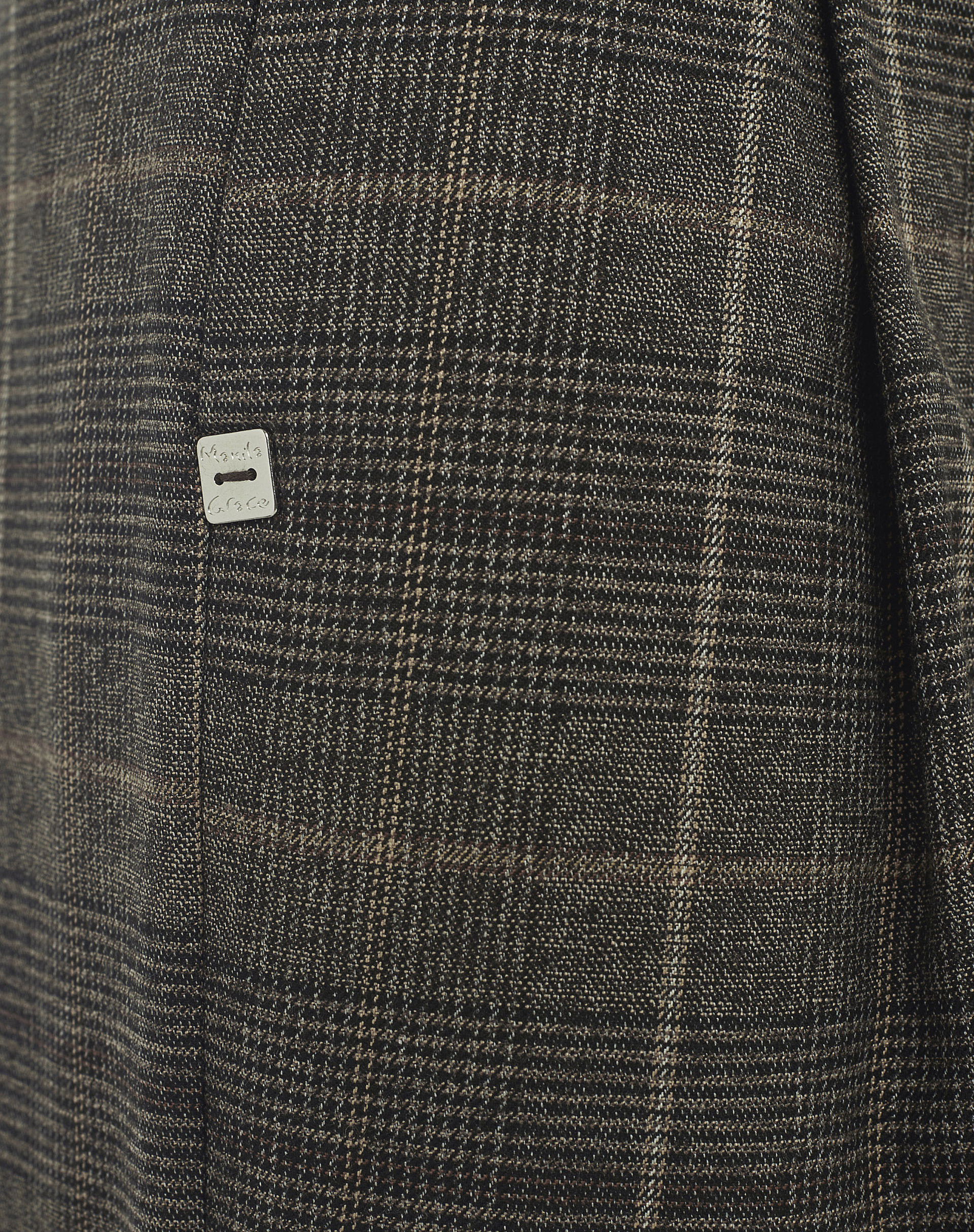Straight-Leg Trousers With Cuffs And Check Pattern - MG603 - Manila Grace | Official Website