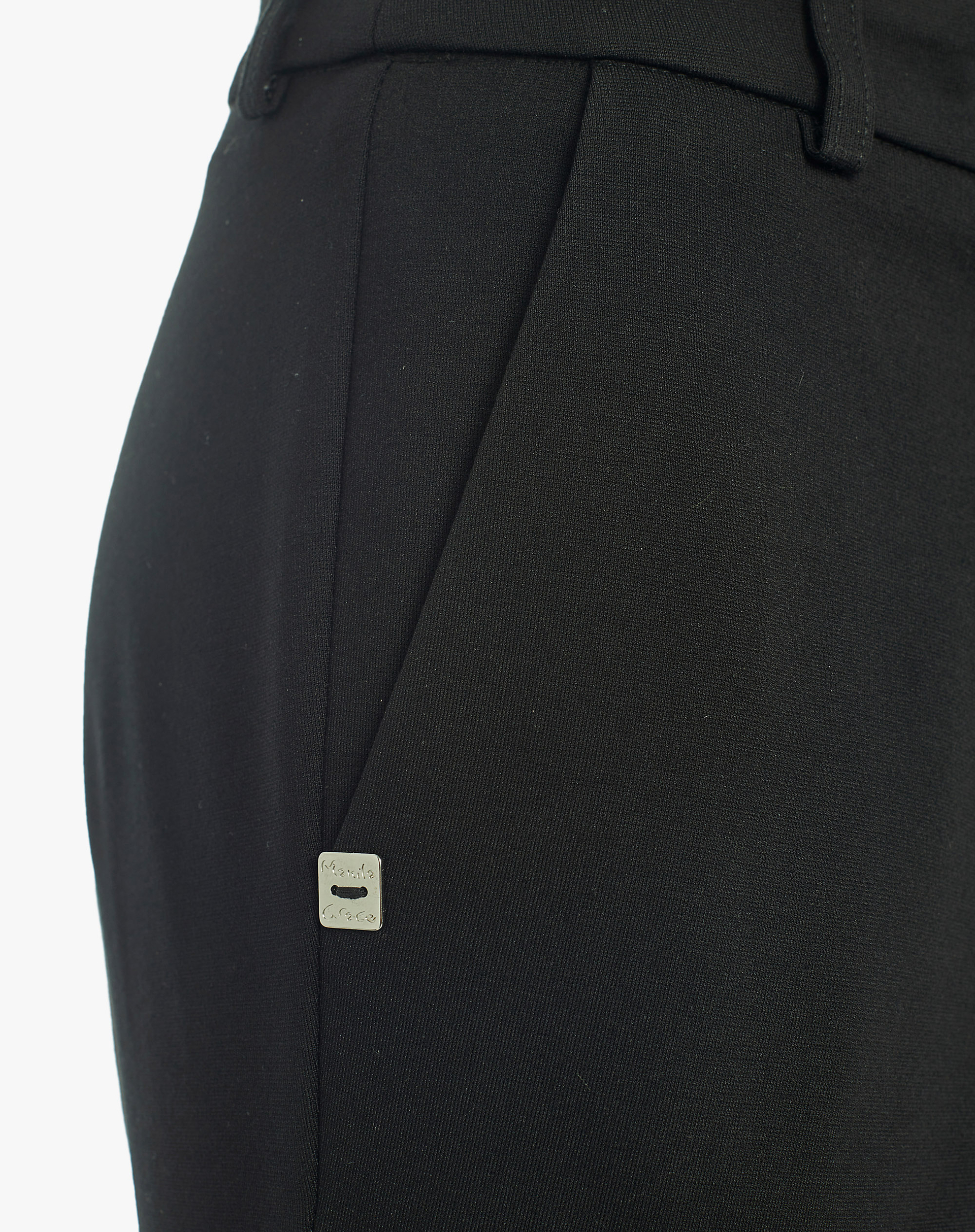 Pantaloni Dritti Eleganti In Tessuto Tecnico Stretch - NERO - Manila Grace
