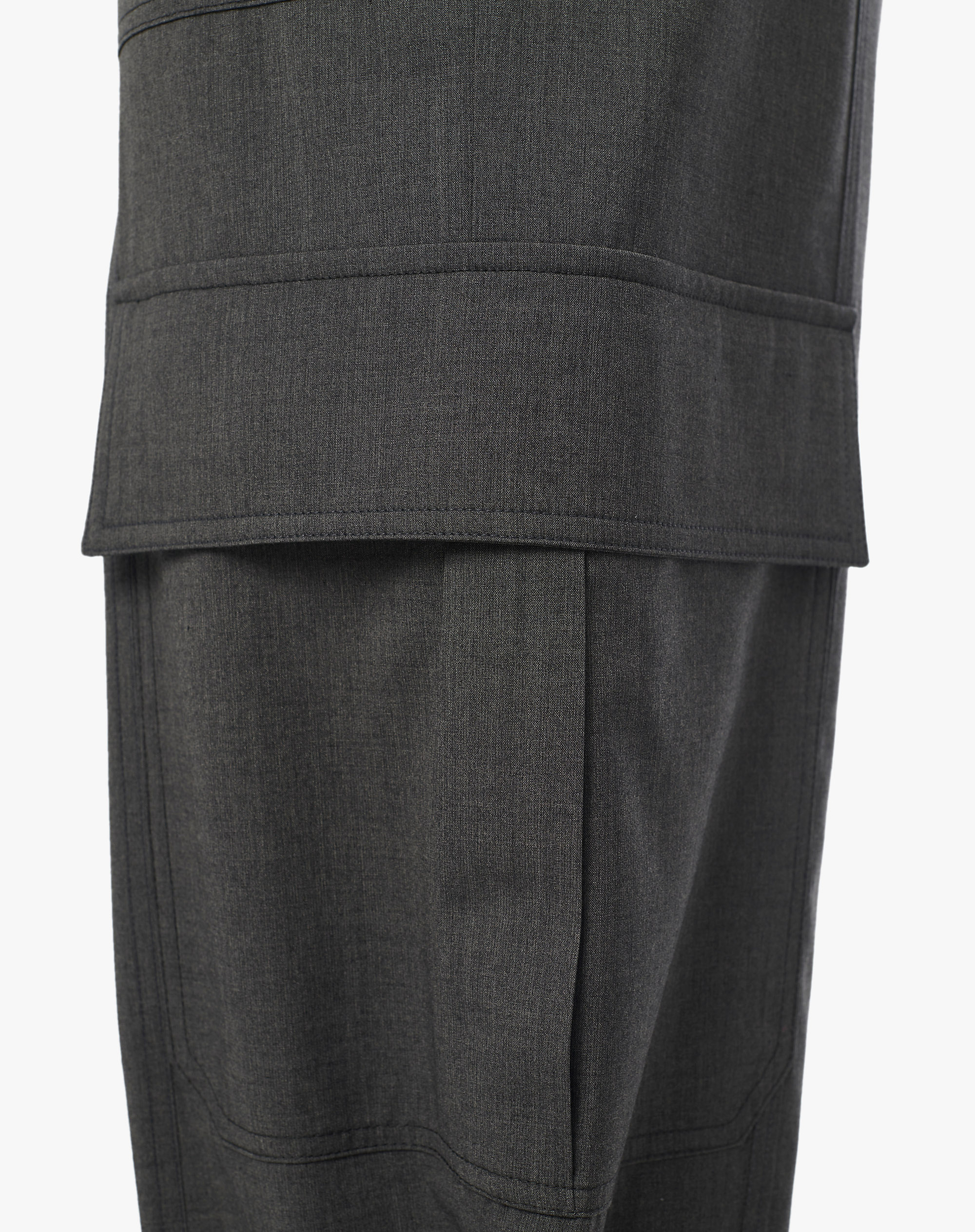 Cargo Trousers In Flowing Fabric With Drawstring - ASPHALT - Manila Grace | Official Website