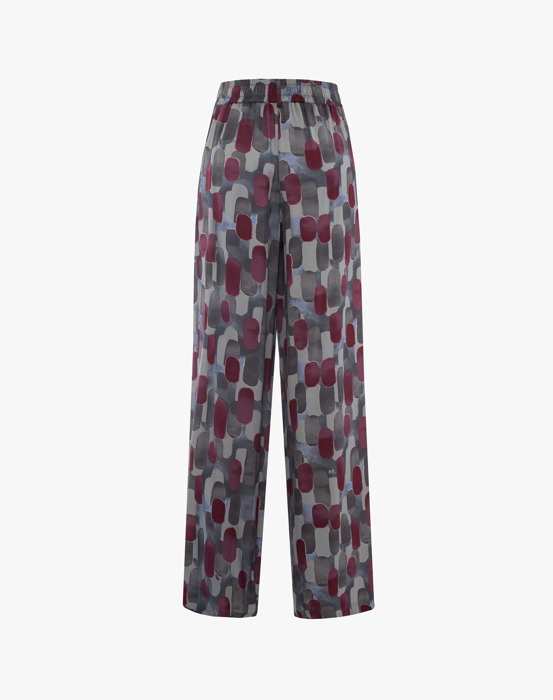 Wide-Leg Trousers With Abstract Geometric Print - STONE - Manila Grace | Official Website