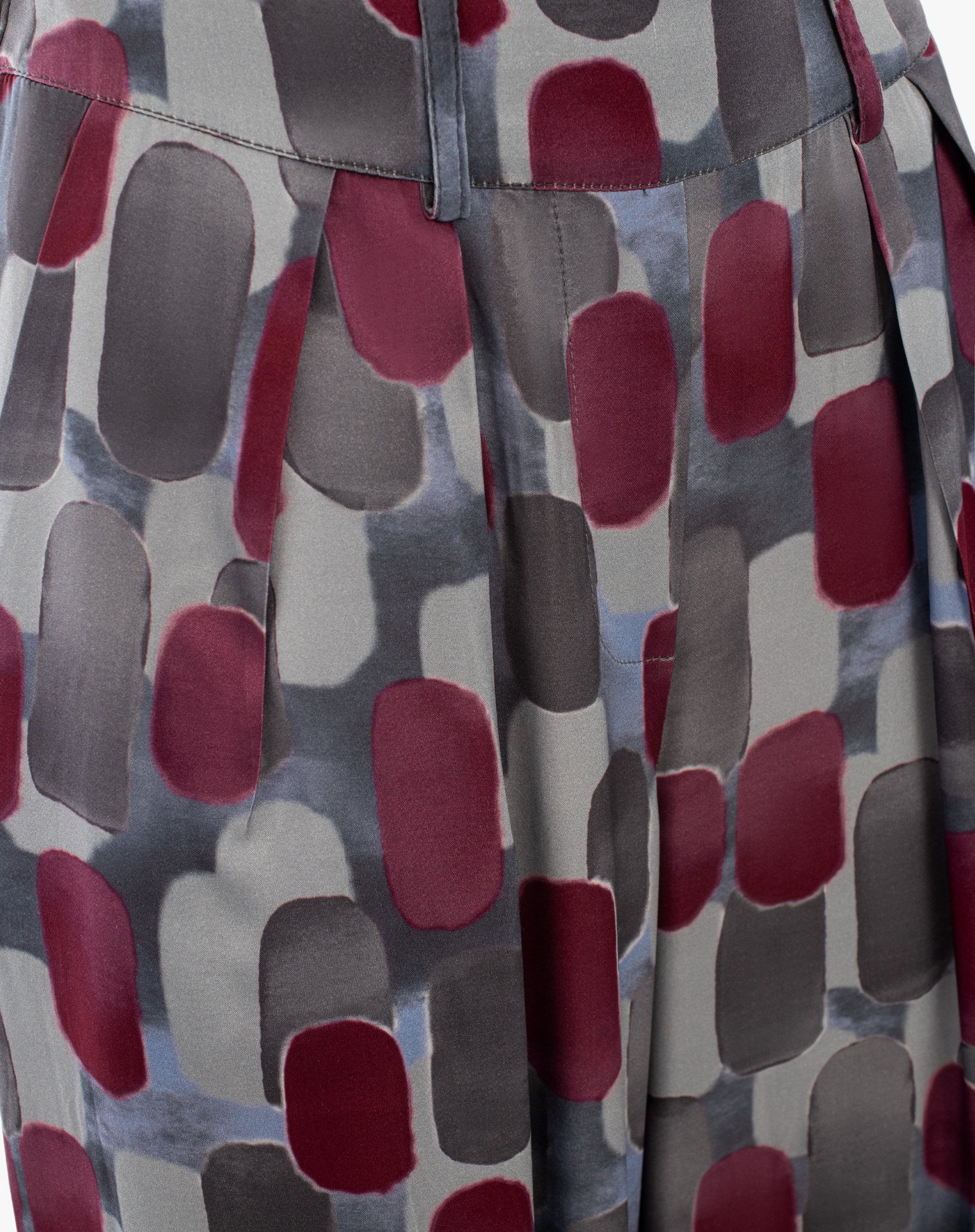 Wide-Leg Trousers With Abstract Geometric Print - STONE - Manila Grace | Official Website