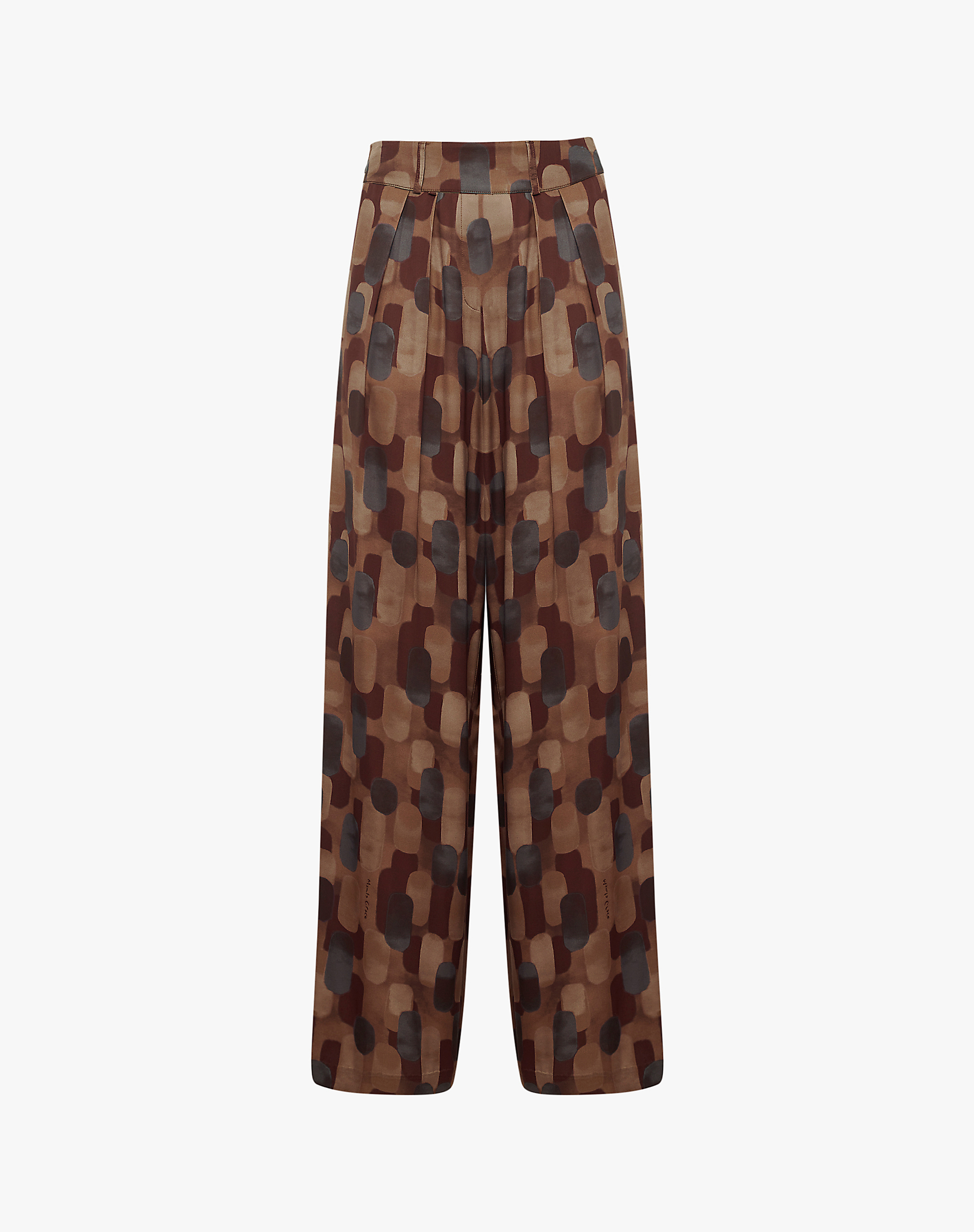Wide-Leg Trousers With Abstract Geometric Print - MA645 - Manila Grace | Official Website