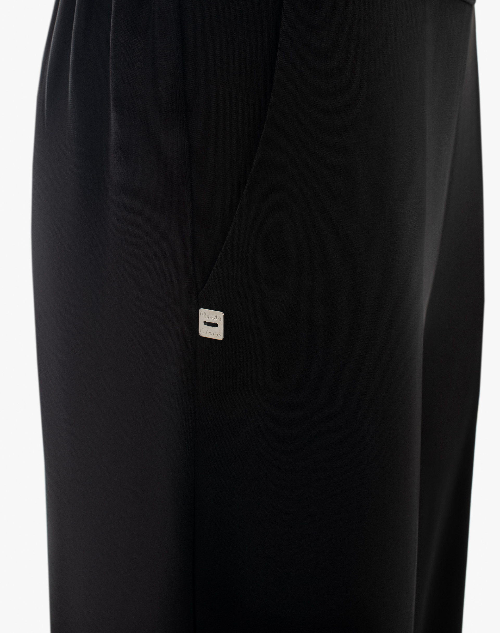 Wide-Leg Crepe Trousers - BLACK - Manila Grace | Official Website