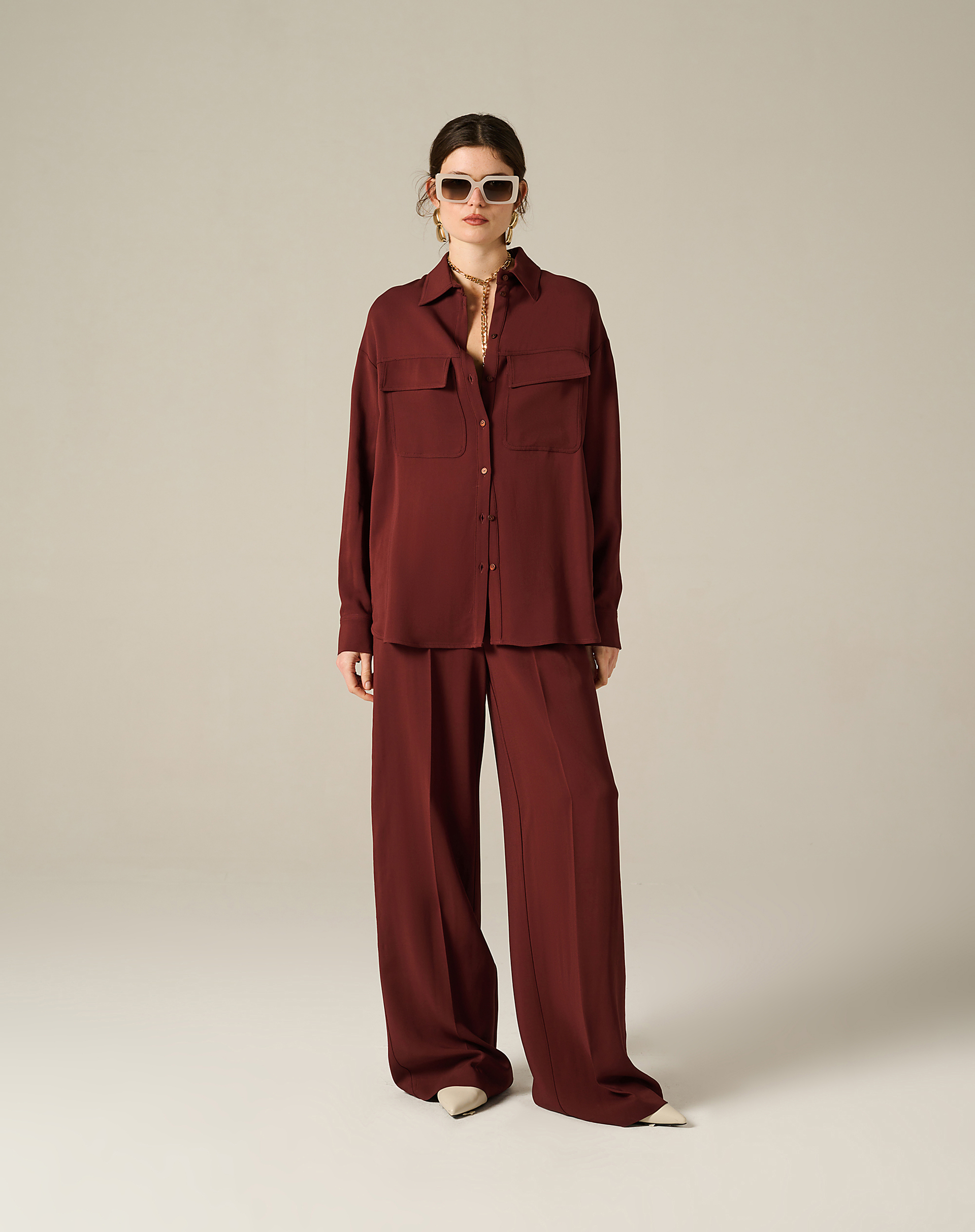 Wide-Leg Crepe Trousers - MA646 - Manila Grace | Official Website