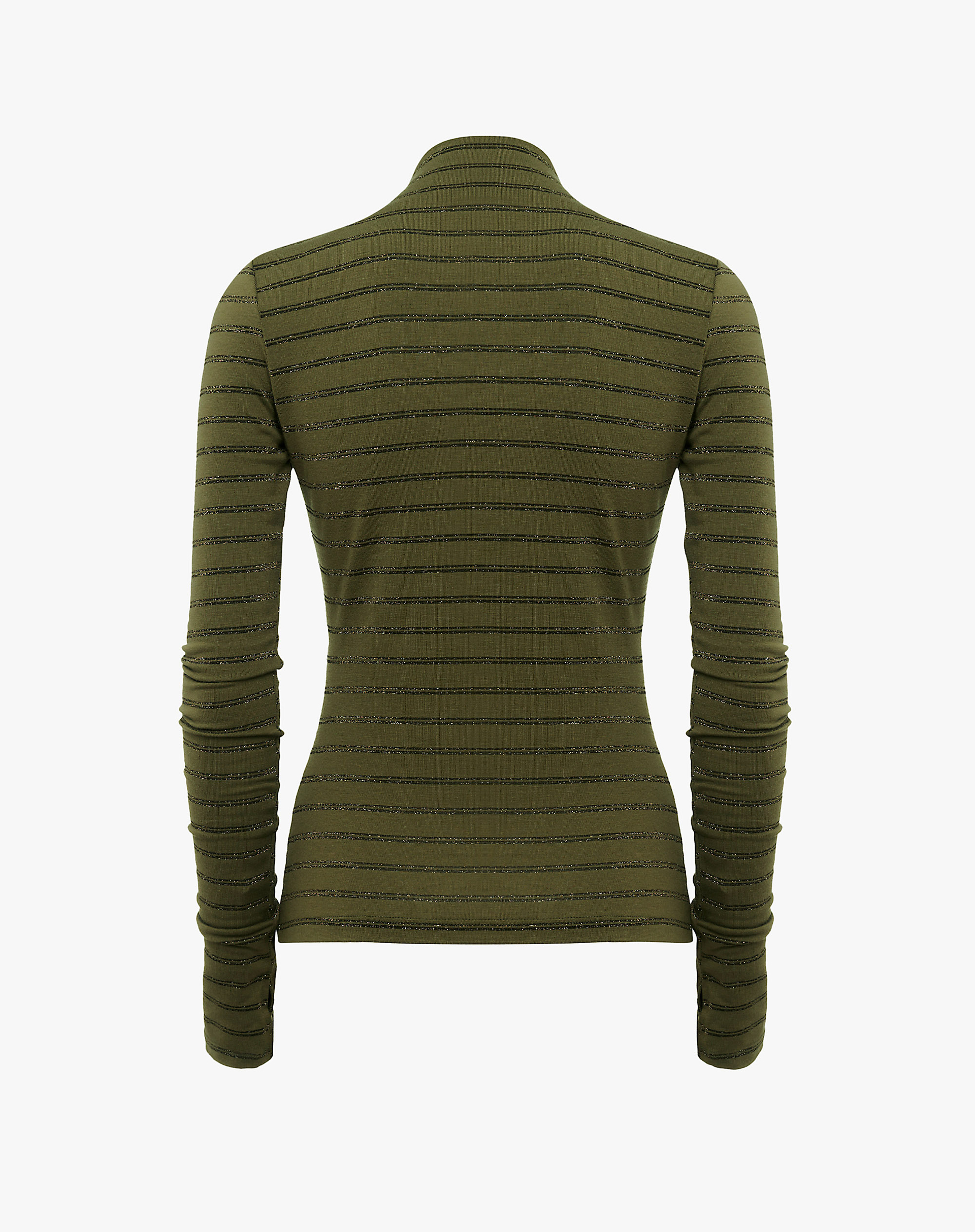 High Neck Sweater With Side Ruffles - MILITARY GREEN - Manila Grace | Official Website