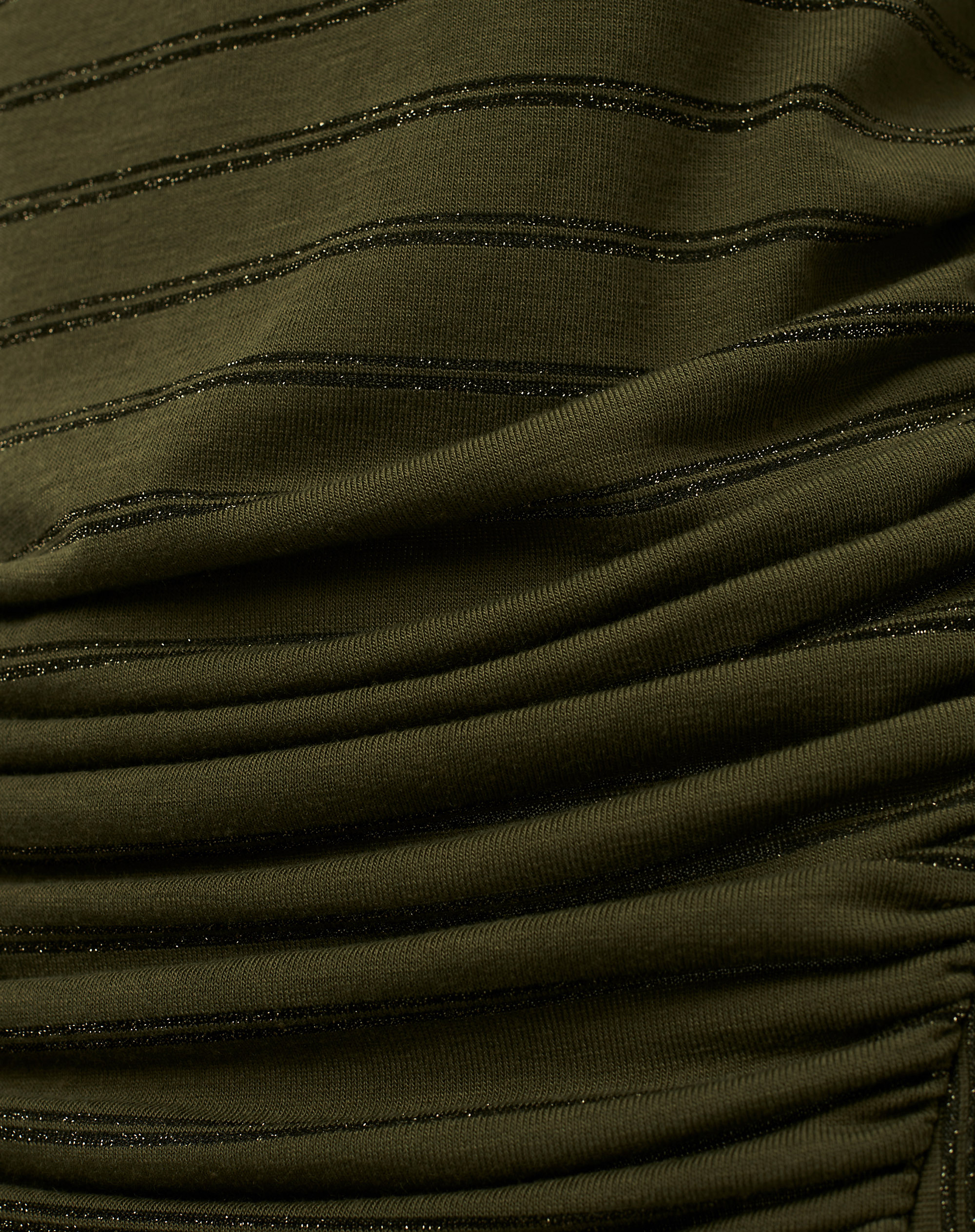 High Neck Sweater With Side Ruffles - MILITARY GREEN - Manila Grace | Official Website