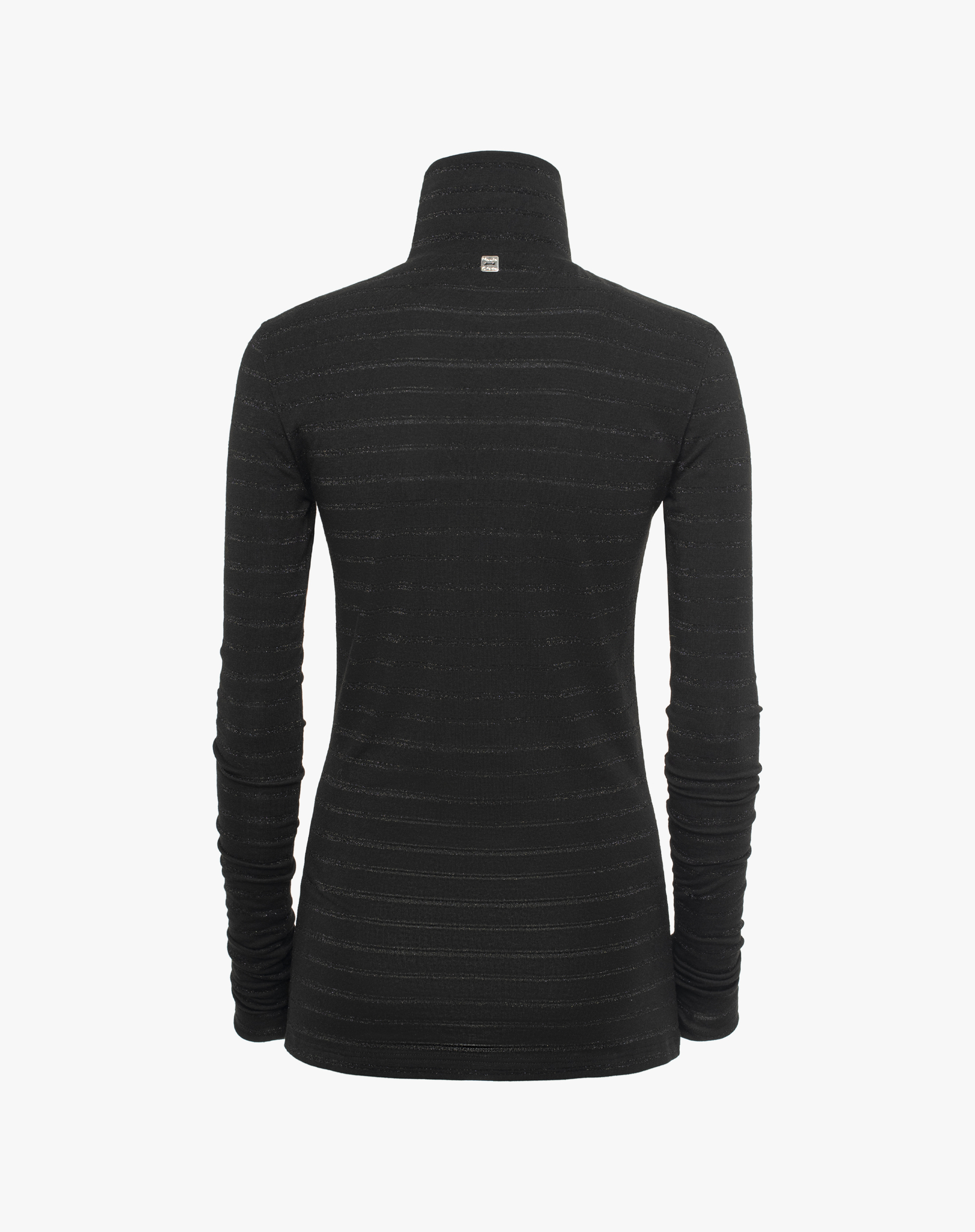 High Neck Sweater With Side Ruffles - BLACK - Manila Grace | Official Website