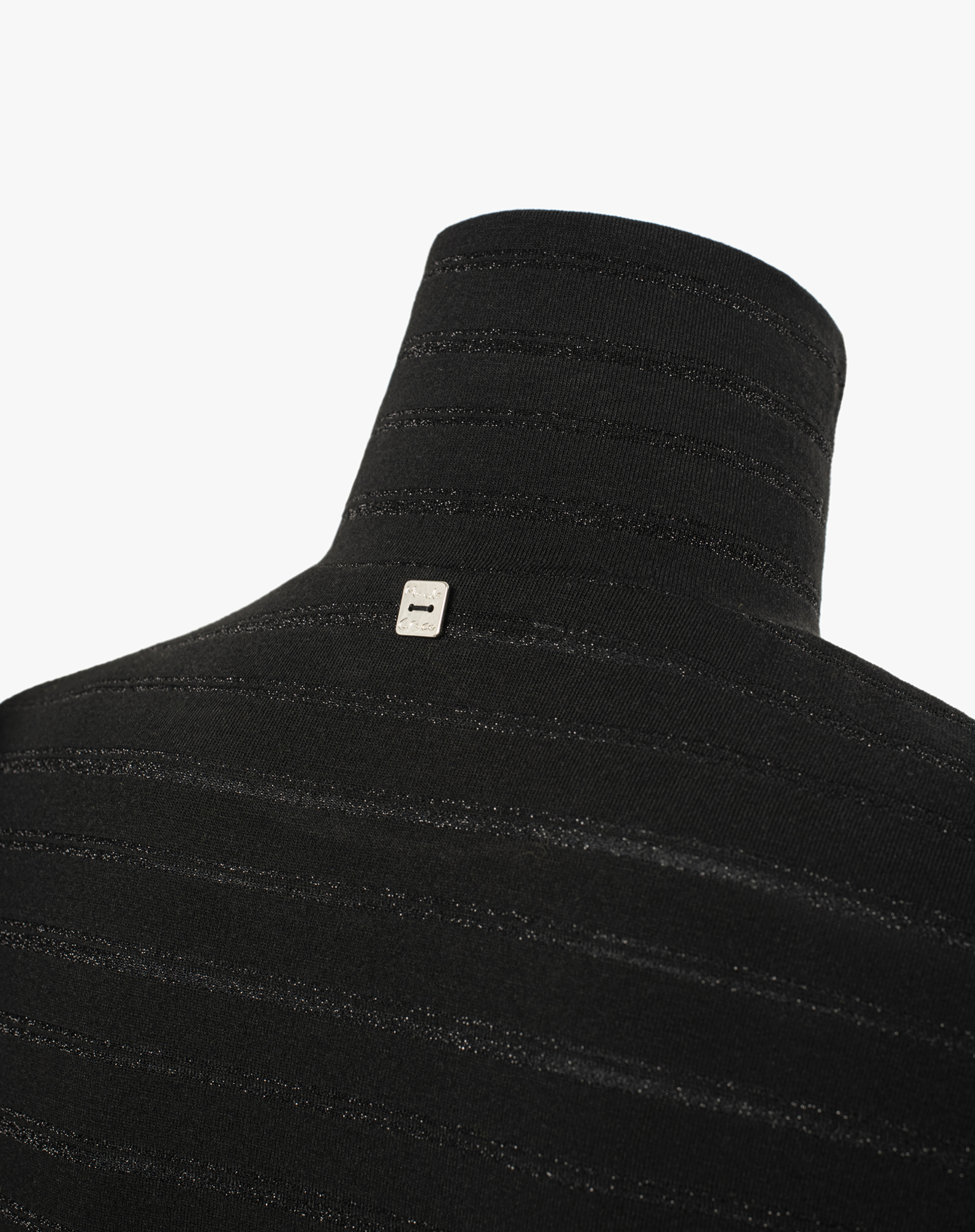 High Neck Sweater With Side Ruffles - BLACK - Manila Grace | Official Website