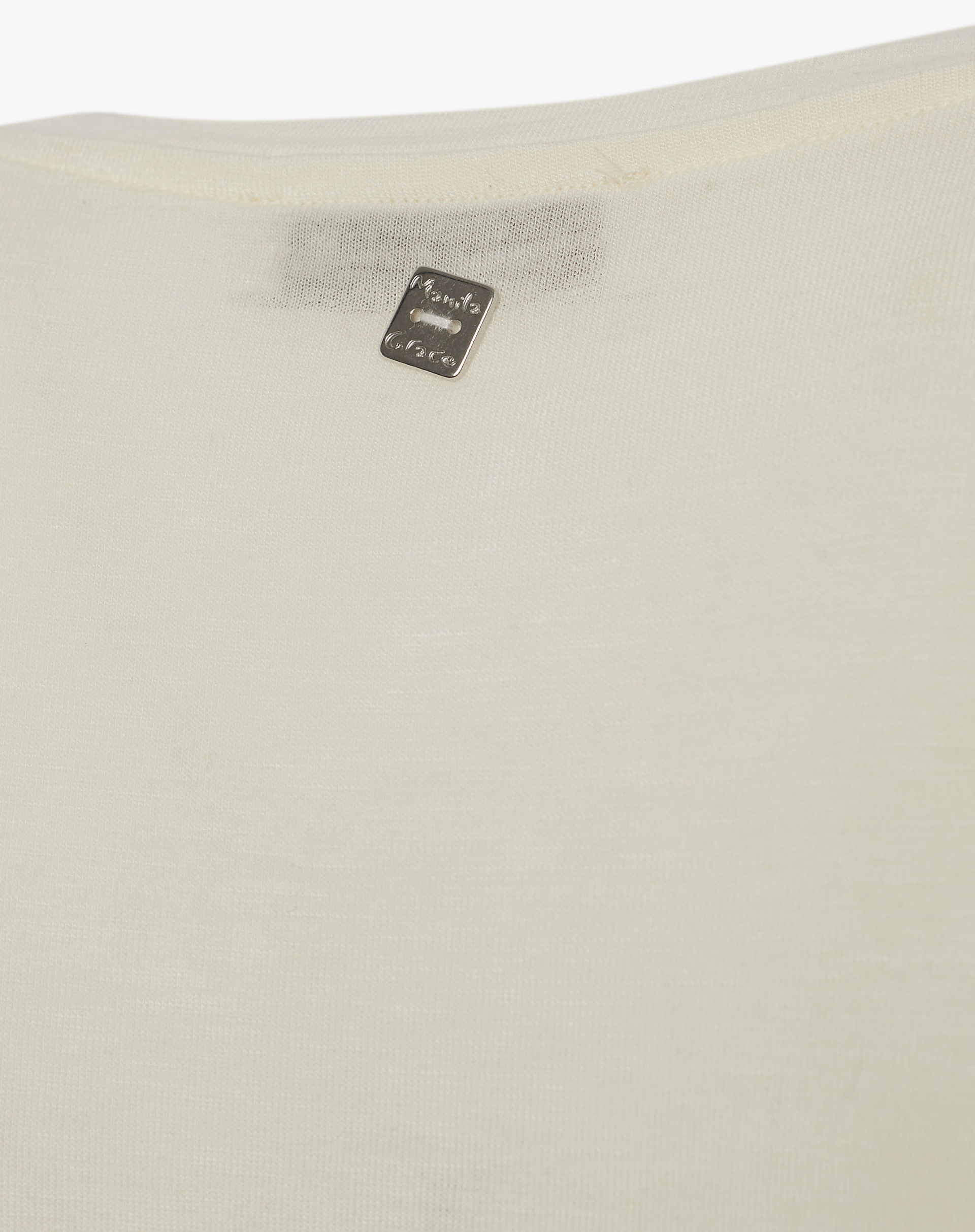 Long-Sleeved Stretch Jersey T-Shirt - OFF WHITE - Manila Grace | Official Website