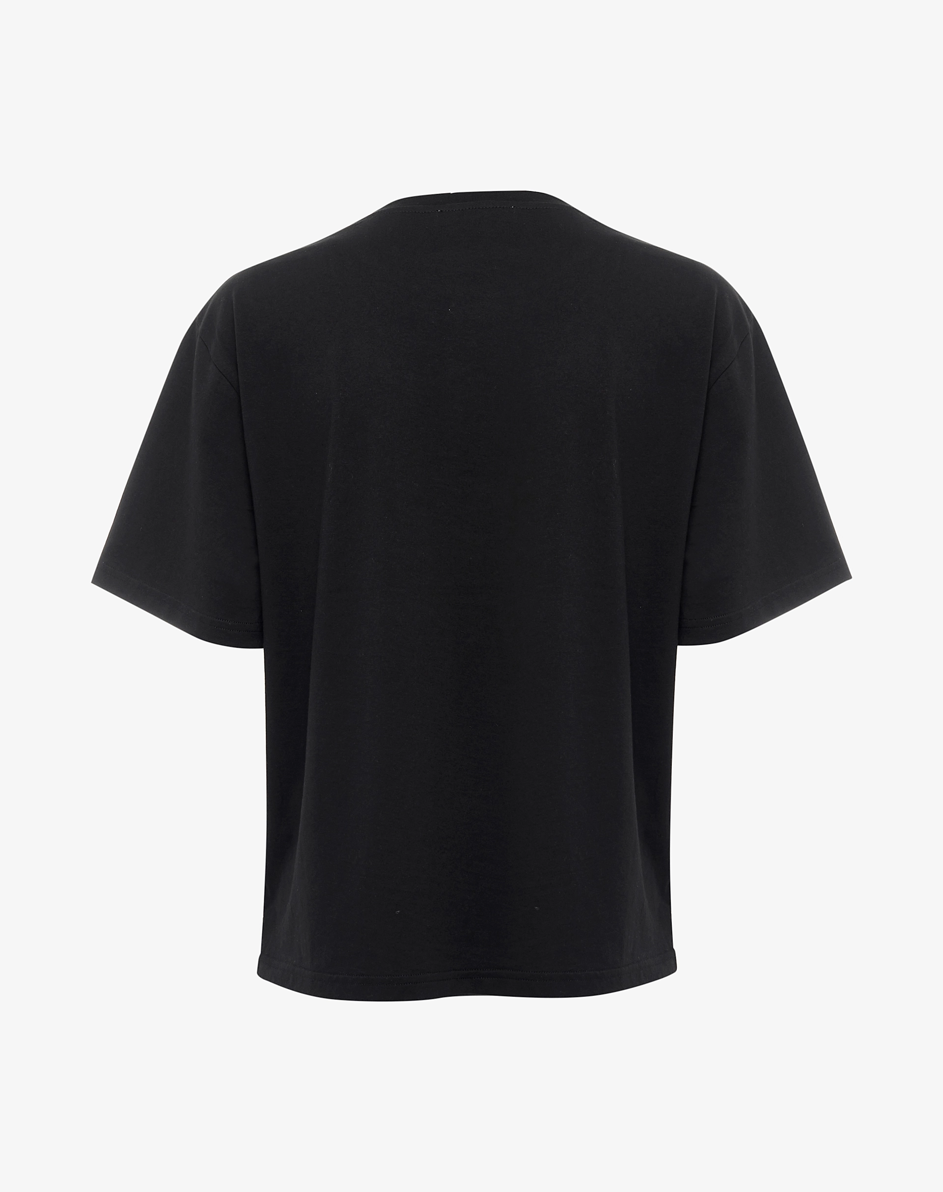 Black T-Shirt With Mg Logo In Rhinestones - T-SHIRTS - Manila Grace | Official Website