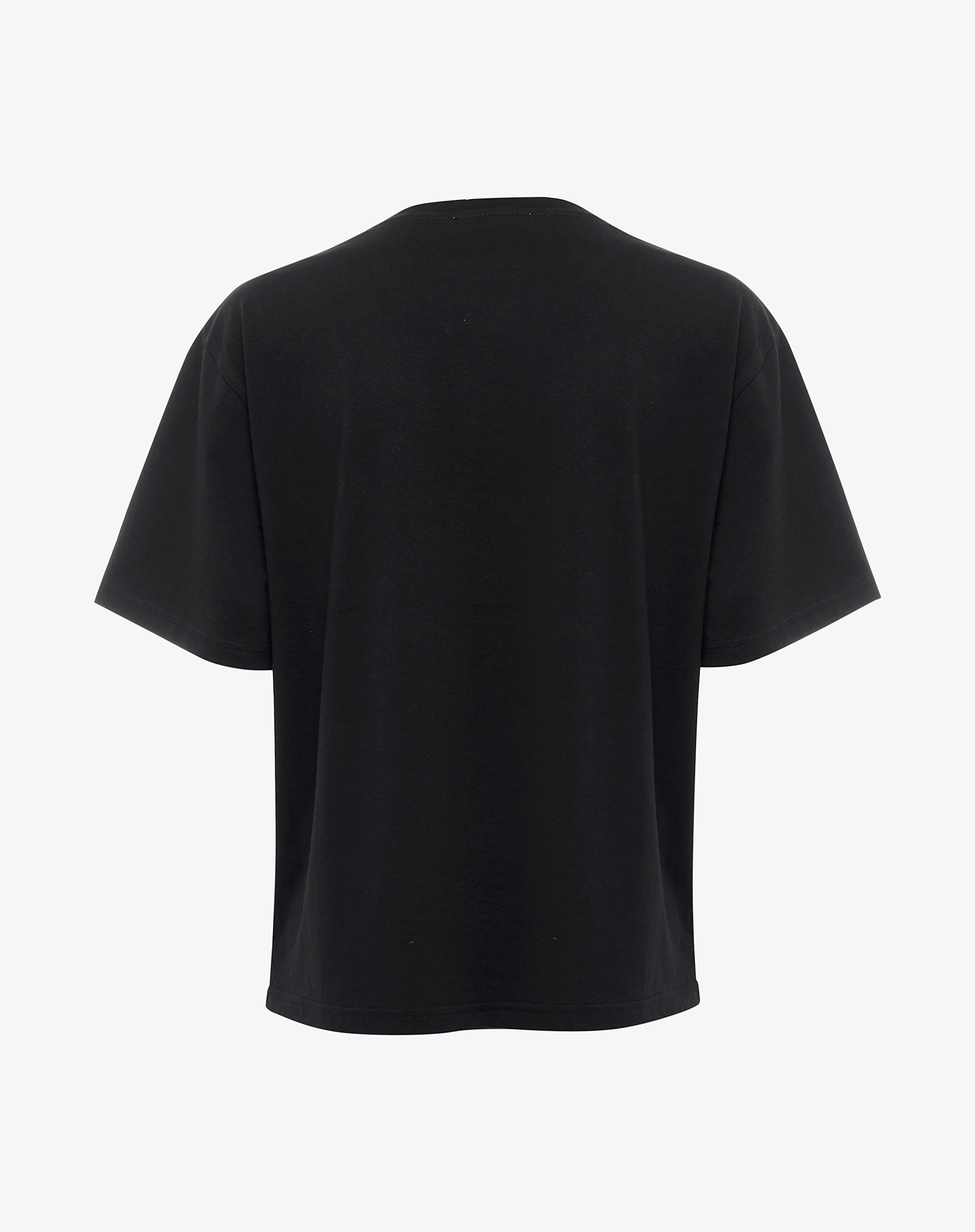 Black T-Shirt With Mg Logo In Rhinestones - BLACK - Manila Grace | Official Website