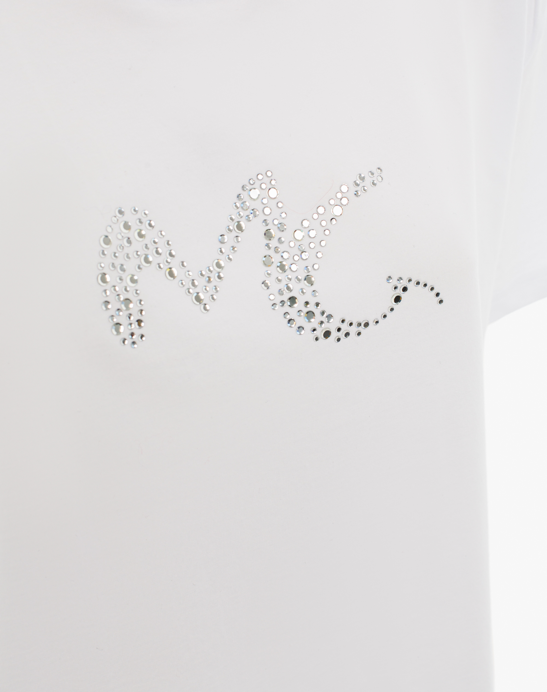 T-Shirt Nera Con Logo Mg In Strass - BIANCO - Manila Grace