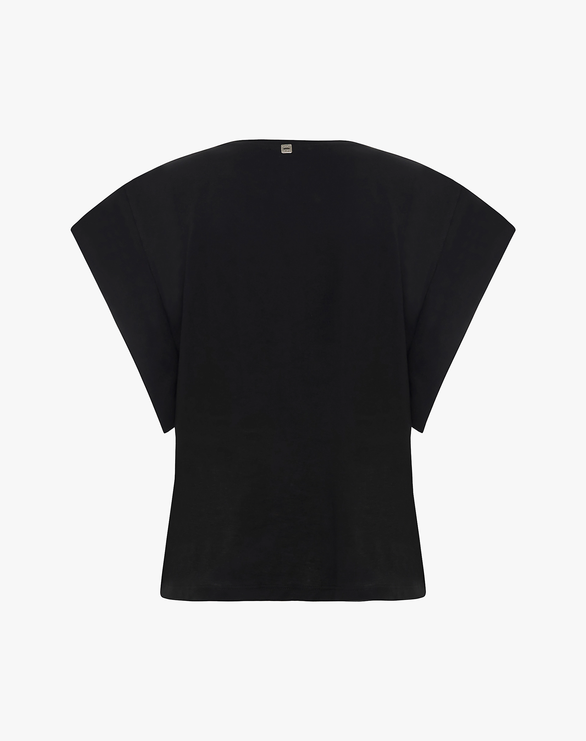 Black T-Shirt With Fringes And Rhinestones - T-SHIRTS - Manila Grace | Official Website