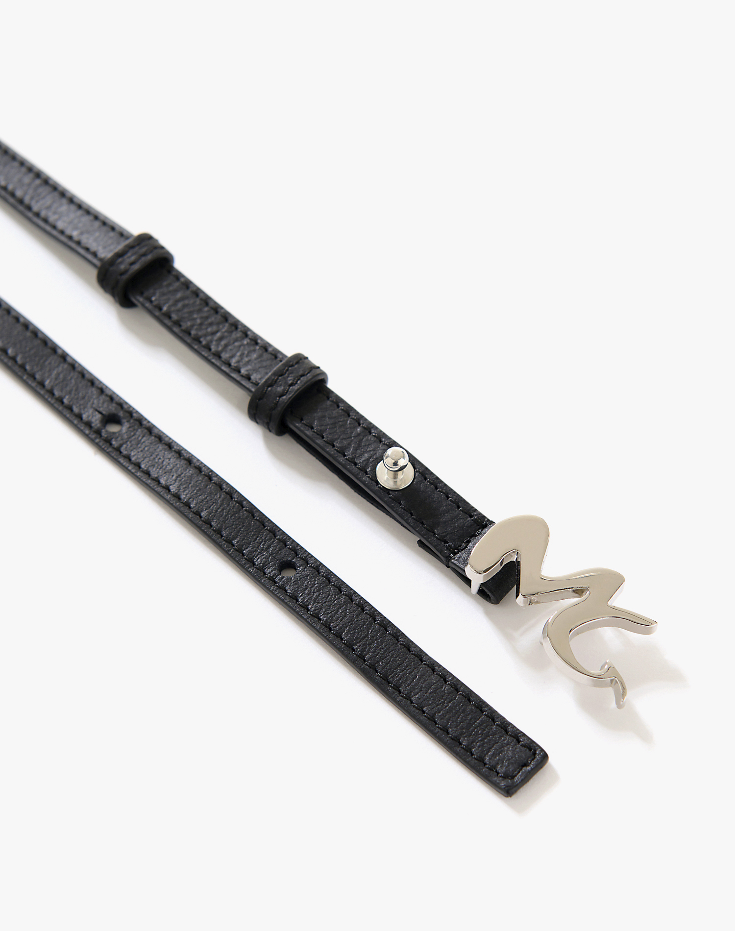 Leather Belt With Logo Buckle - BLACK - Manila Grace | Official Website