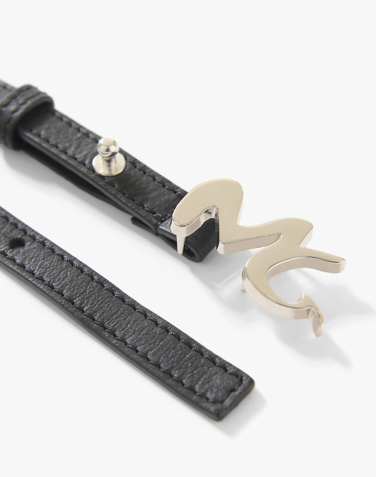 Leather Belt With Logo Buckle - BLACK - Manila Grace | Official Website