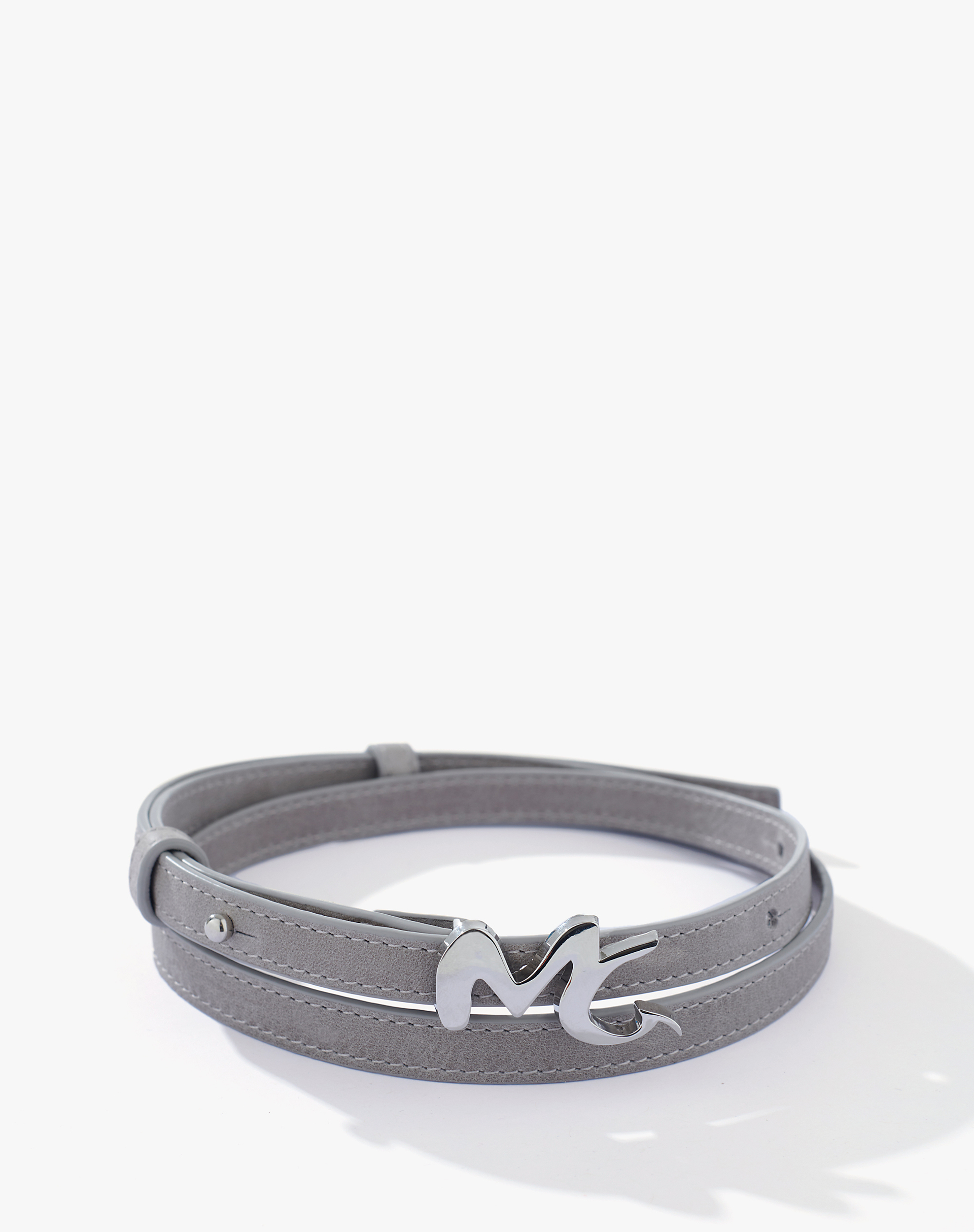 Leather Belt With Logo Buckle - TAUPE - Manila Grace | Official Website