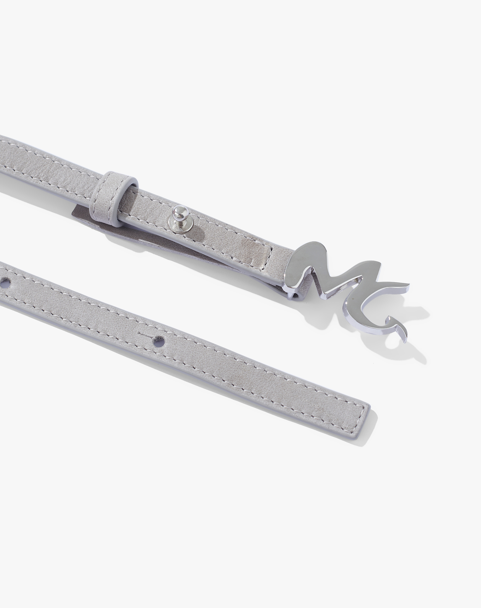 Leather Belt With Logo Buckle - TAUPE - Manila Grace | Official Website