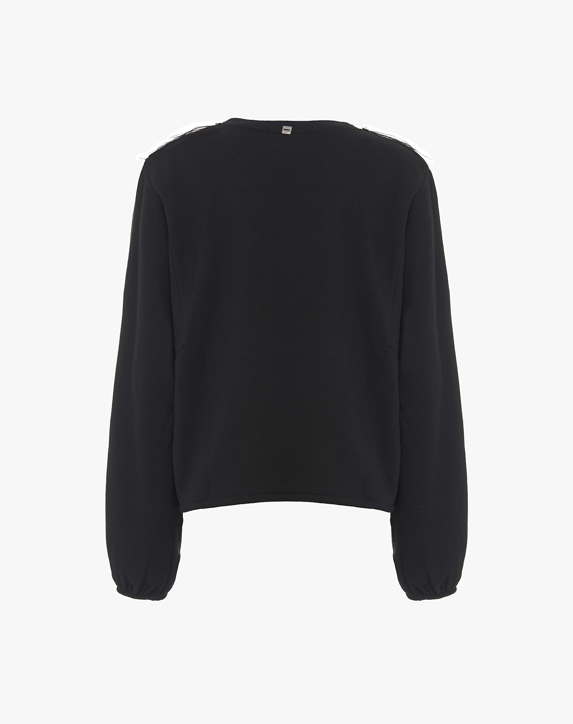 Sweatshirt With Decorative Feathers And Wide Sleeves - BLACK - Manila Grace | Official Website