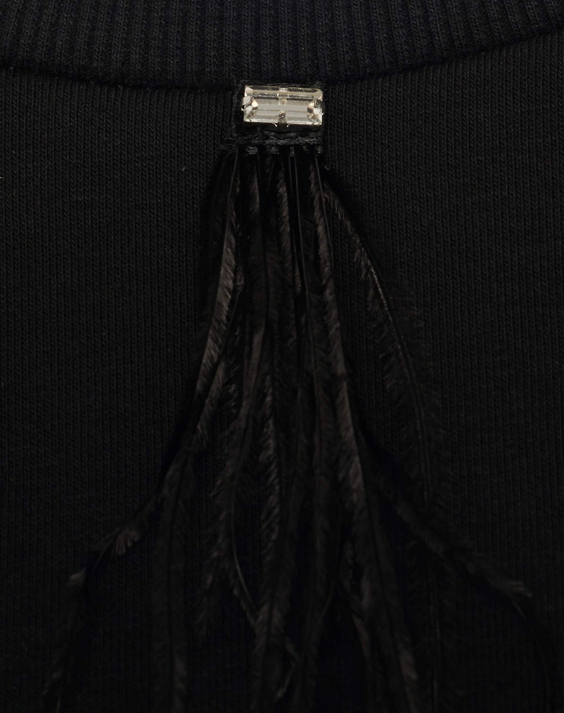 Sweatshirt With Decorative Feathers And Wide Sleeves - BLACK - Manila Grace | Official Website