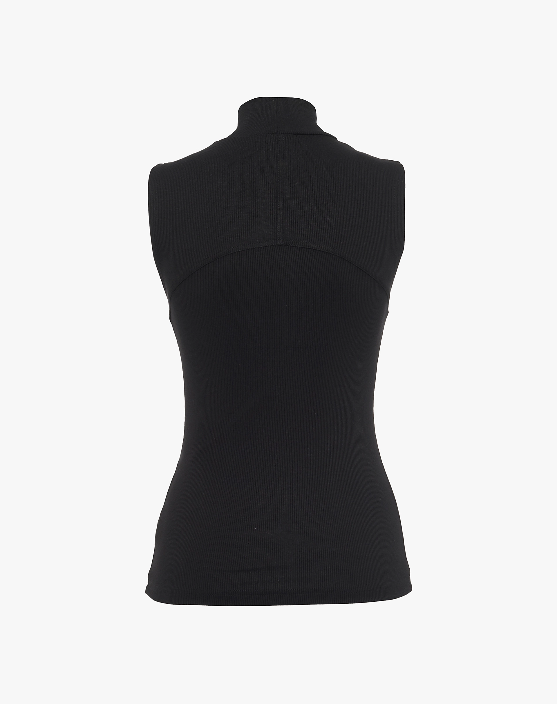 Sleeveless High-Neck Top With Gold Logo - TOPS - Manila Grace | Official Website