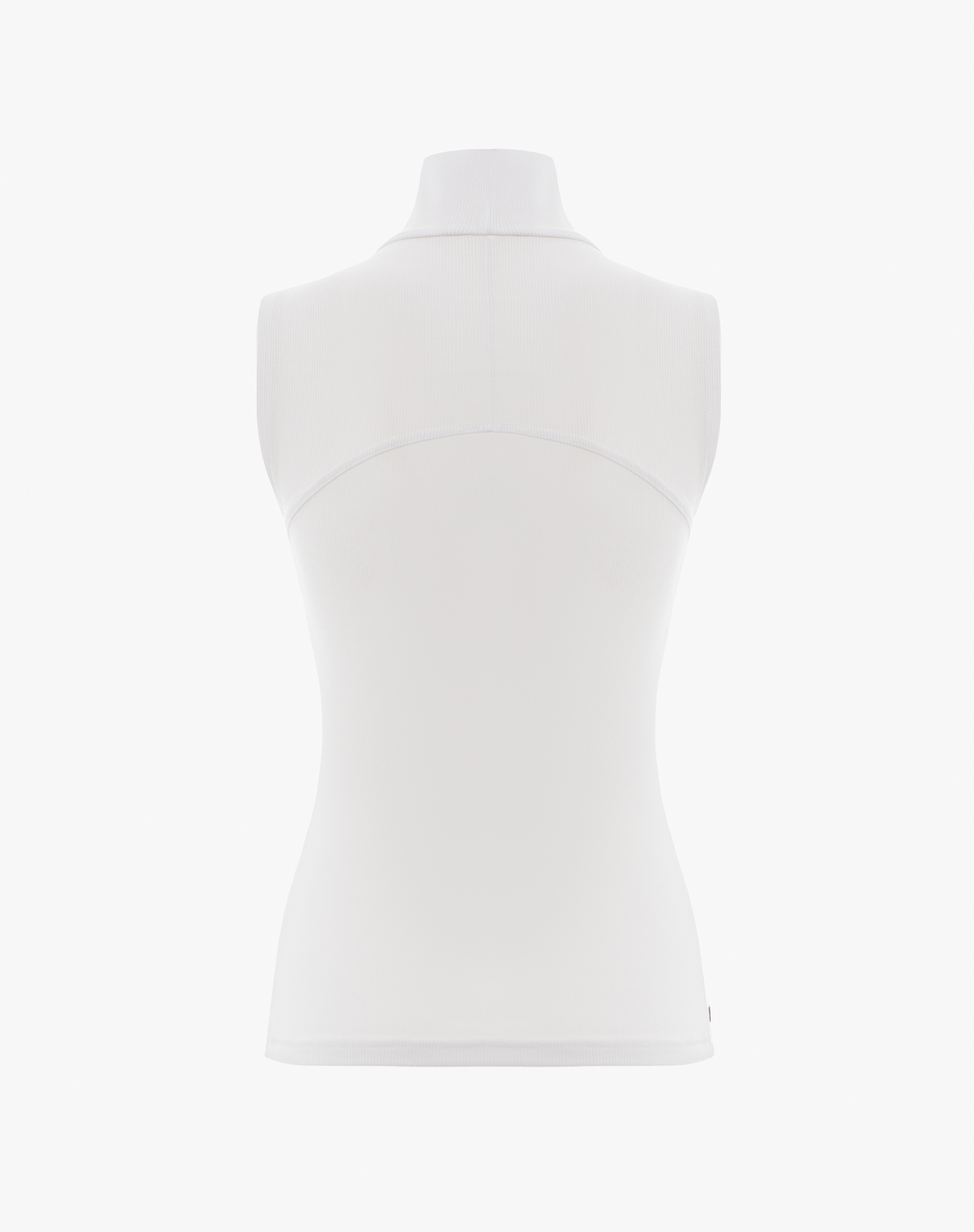 Top Smanicato A Collo Alto Con Logo Dorato - OFF WHITE - Manila Grace