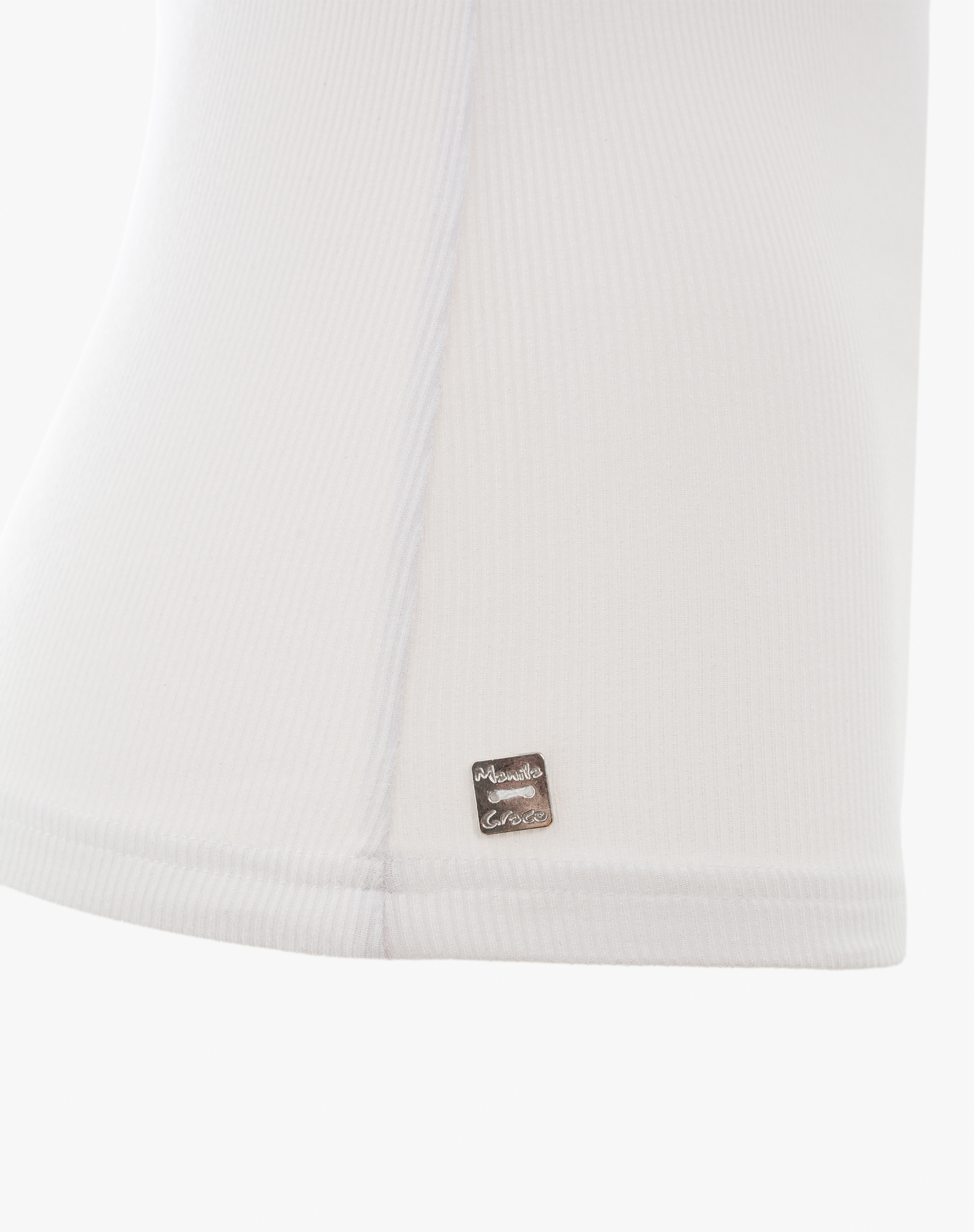 Top Smanicato A Collo Alto Con Logo Dorato - OFF WHITE - Manila Grace